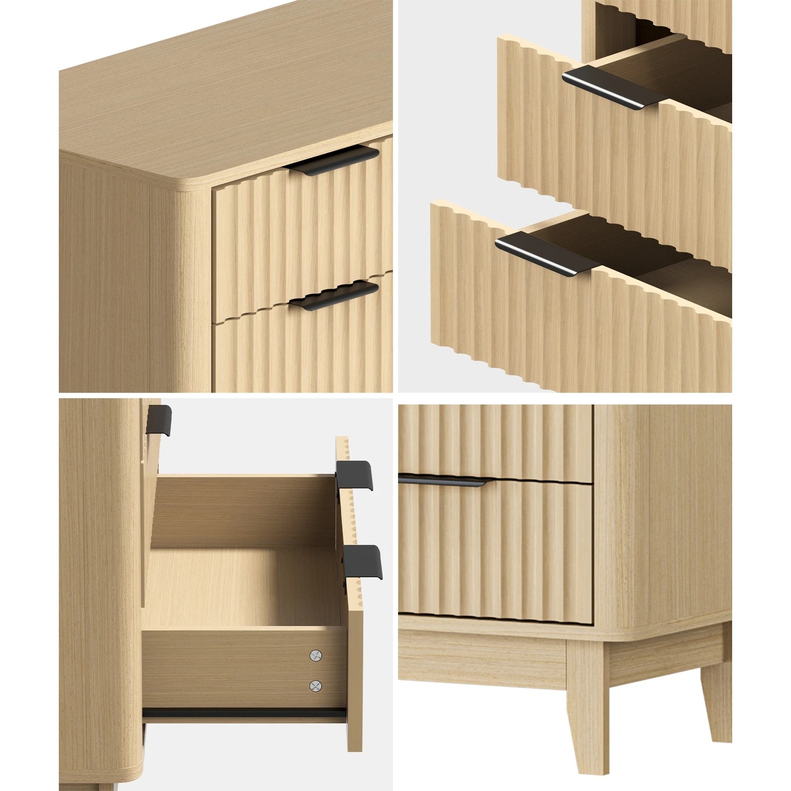 4 Oikiture 5 Chest Of Drawers Storage Cabinet Dressers Tallboy Stripe
 - Natural, 4 of 9