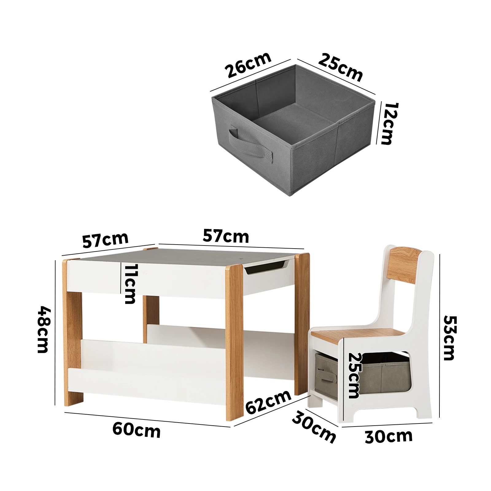 2 Oikiture Kids Table and Chairs Set Chalkboard Drawing Toys Storage Bookshelf - Multi, 2 of 10