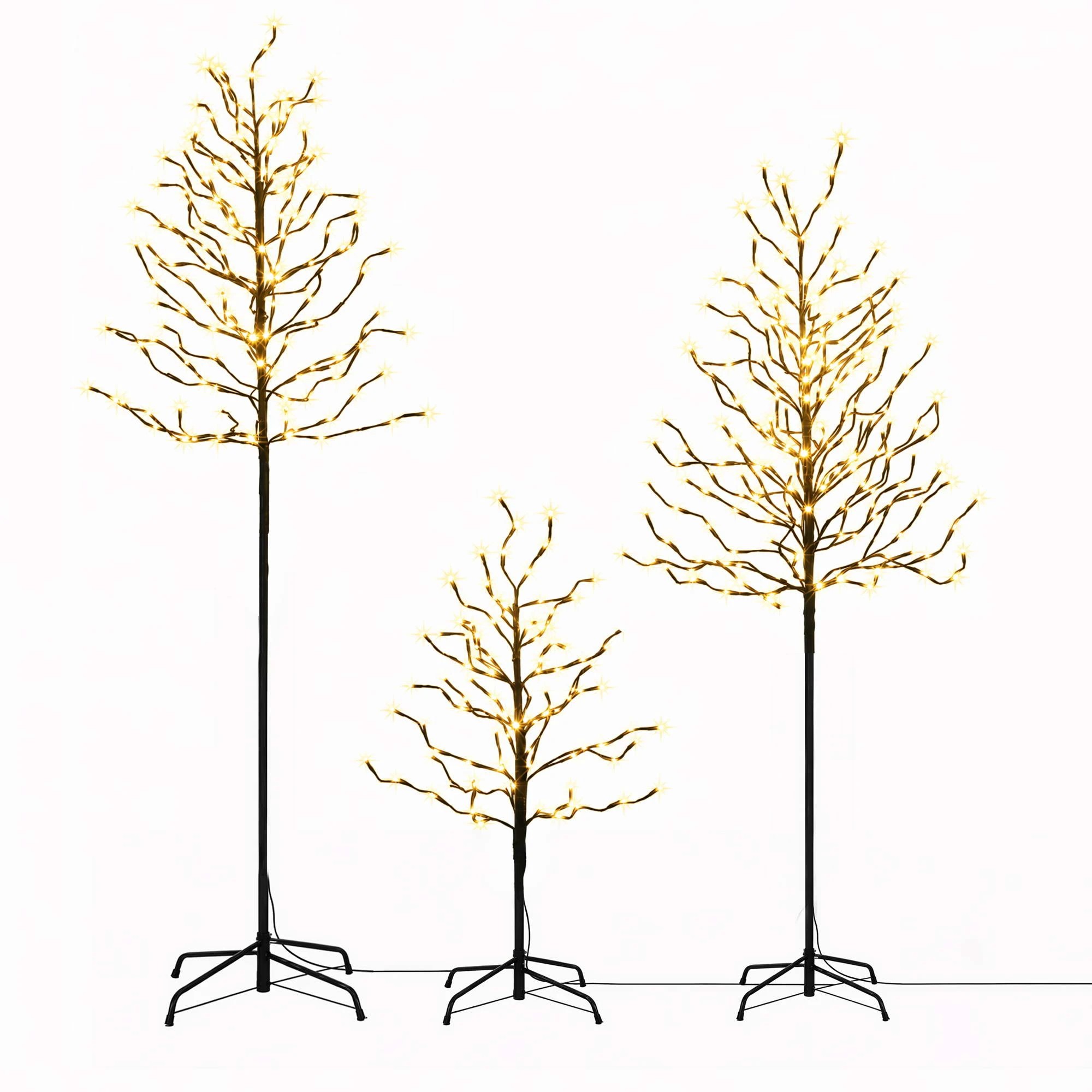 1 Jingle Jollys 3 Pack LED Christmas Tree Lighted Birch Tree Indoor Outdoor Xmas Decor Warm - Gold, 1 of 8