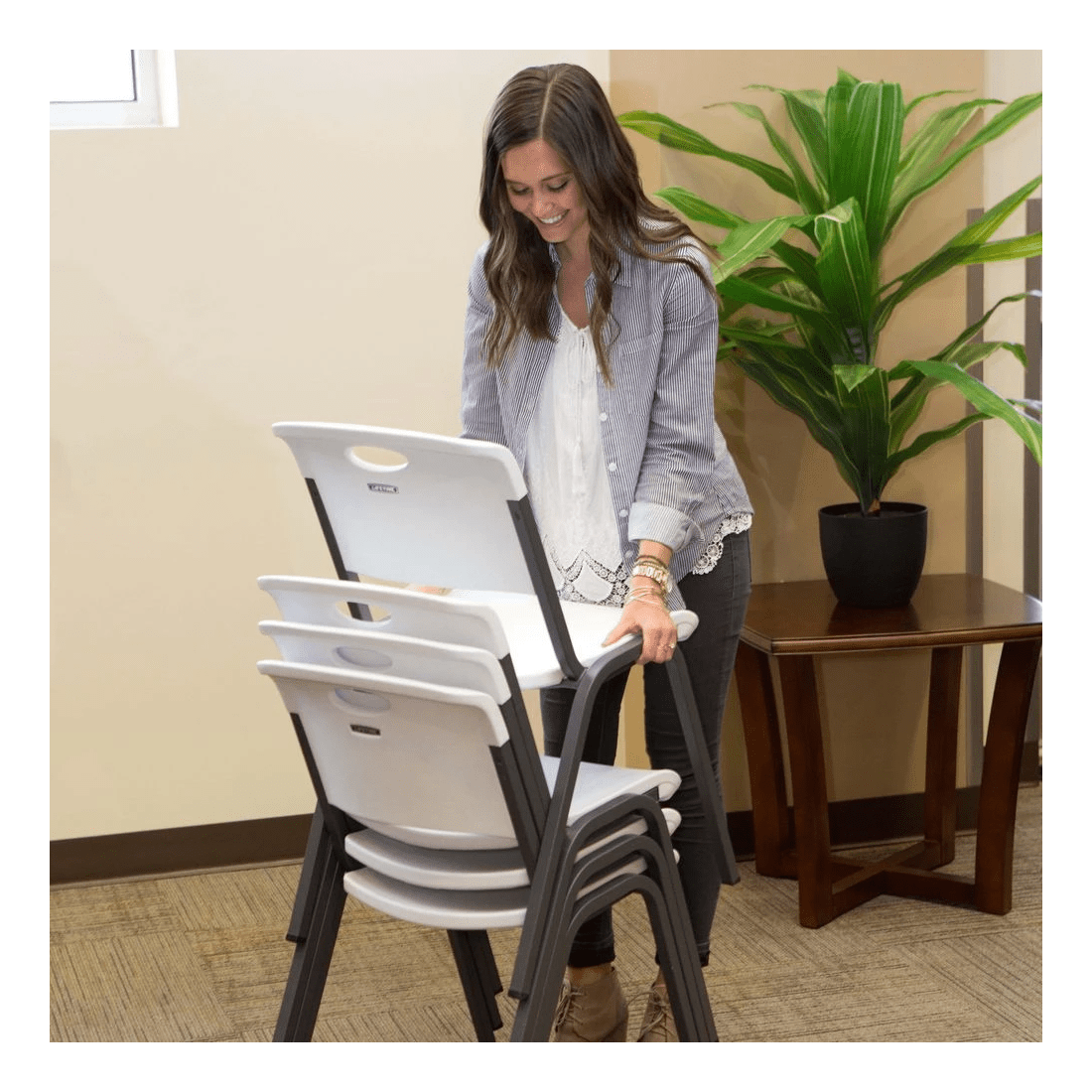 10 Lifetime Stacking Chair White, 10 of 10