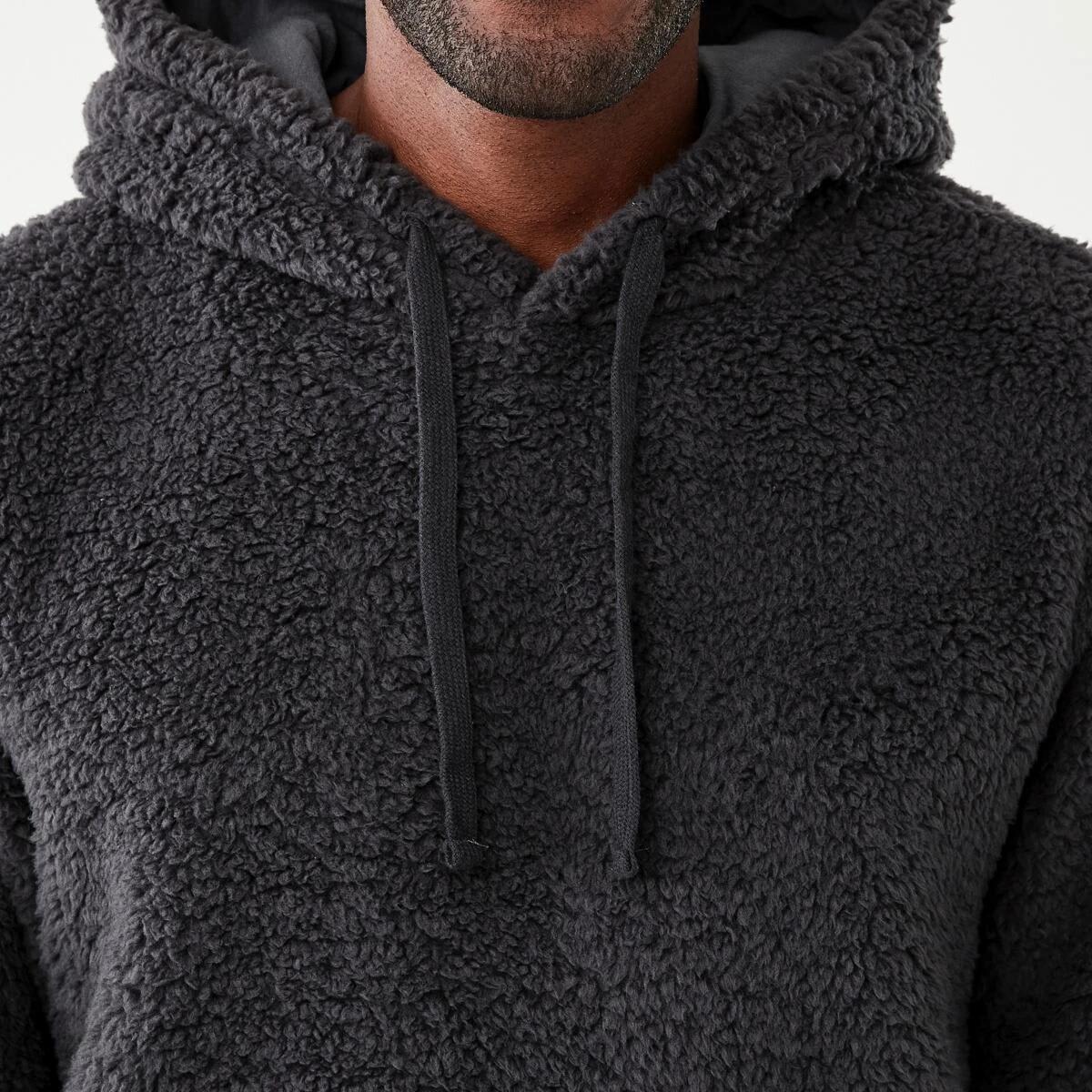 5 Long Sleeve Sherpa Hoodie Charcoal, 5 of 6