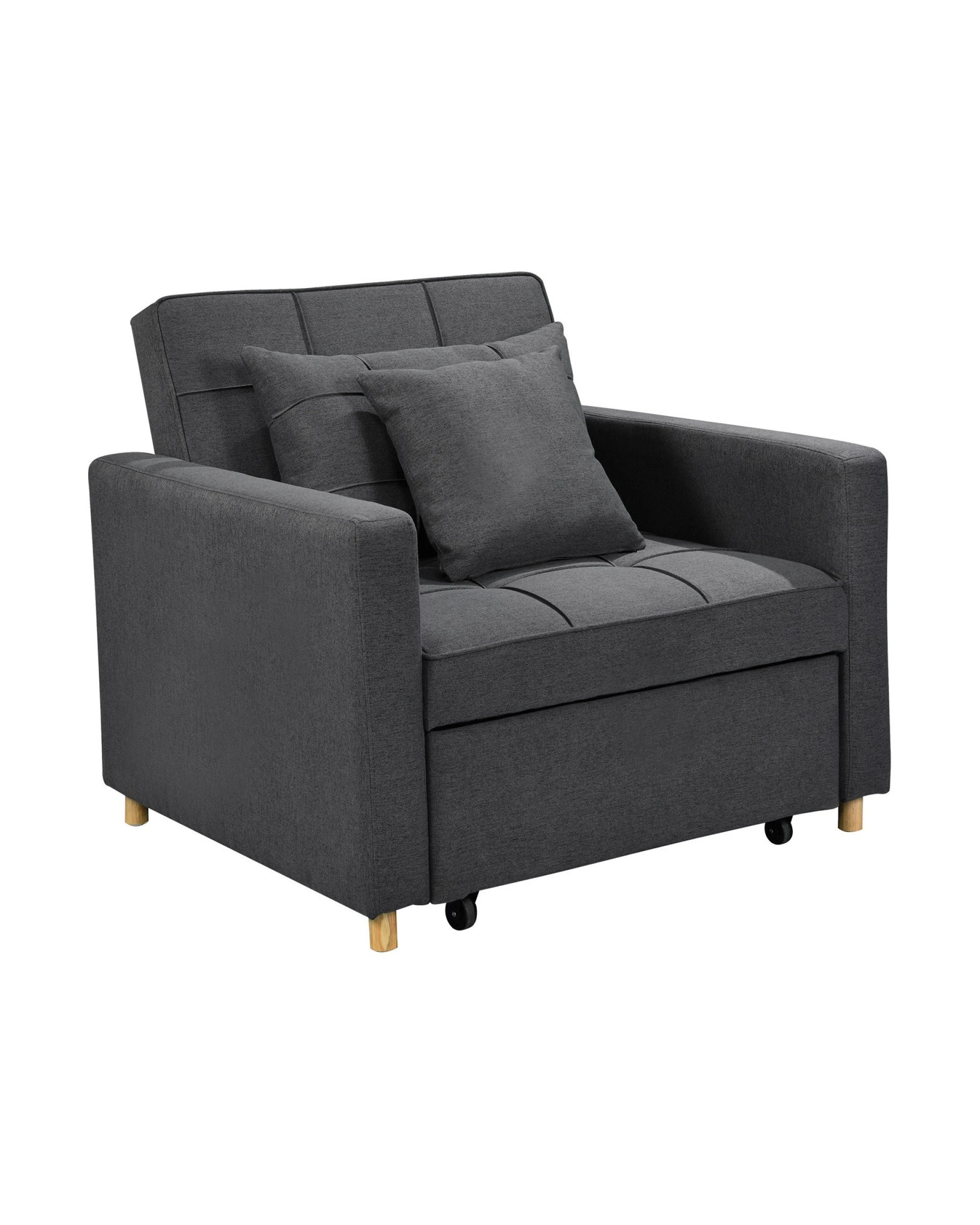 1 Suri 3-in-1 Convertible Lounge Chair Bed By Sarantino - Dark Grey, 1 of 10