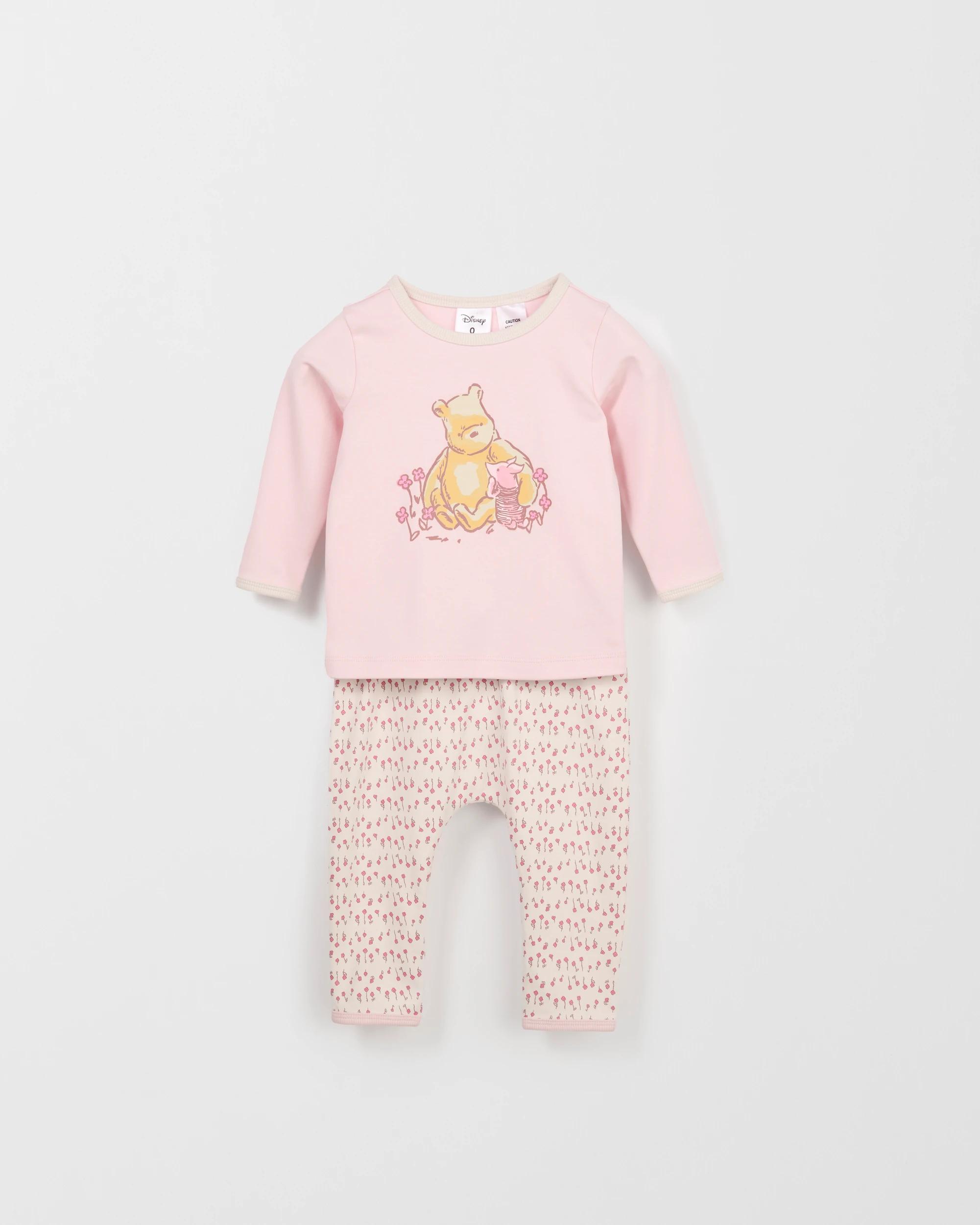 4 Disney Winnie The Pooh Organic Cotton 2 Pack Baby Pyjama Set PINK, 4 of 7