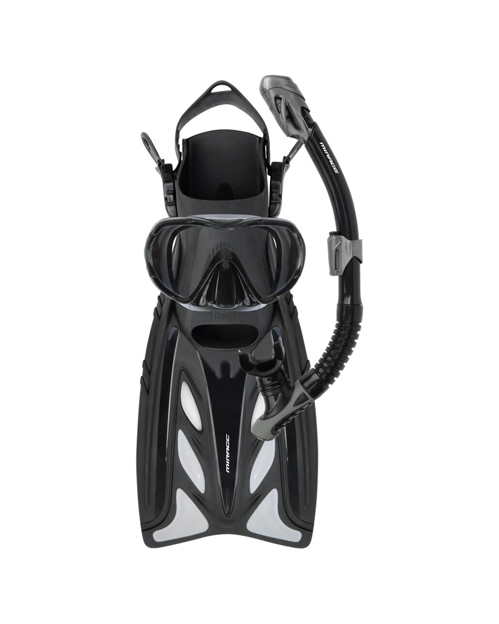 1 Mirage 4pc Rayzor Infinity Dry Silicone Mask Snorkel Fins Set Large XL Dry - Black, 1 of 1