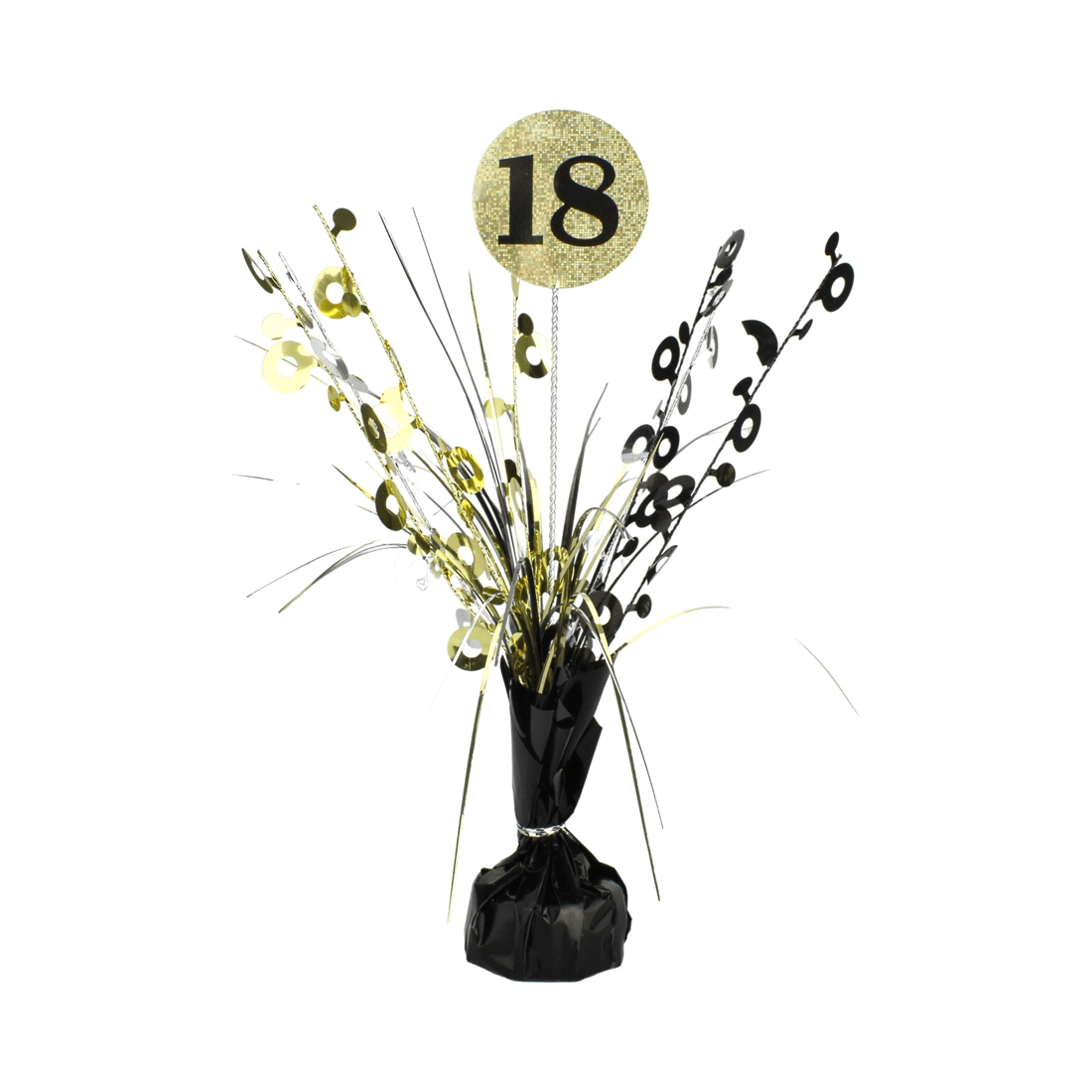 1 Alpen Prismatic 18th Birthday Spray Centrepiece -  Black and Gold, 1 of 1