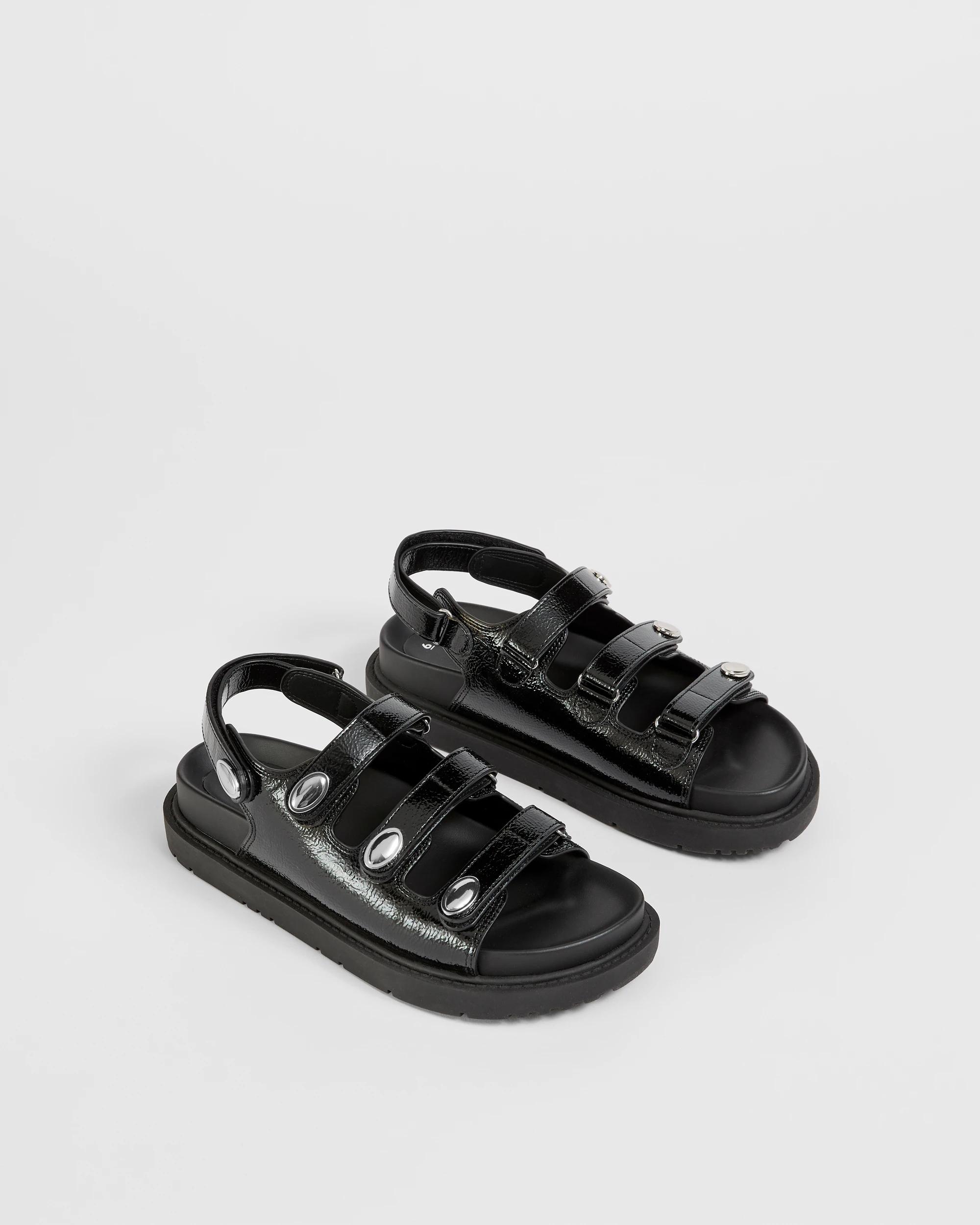 2 Target Triple Strap Footbed Sandal - Katty BLACK CRINKLE, 2 of 3