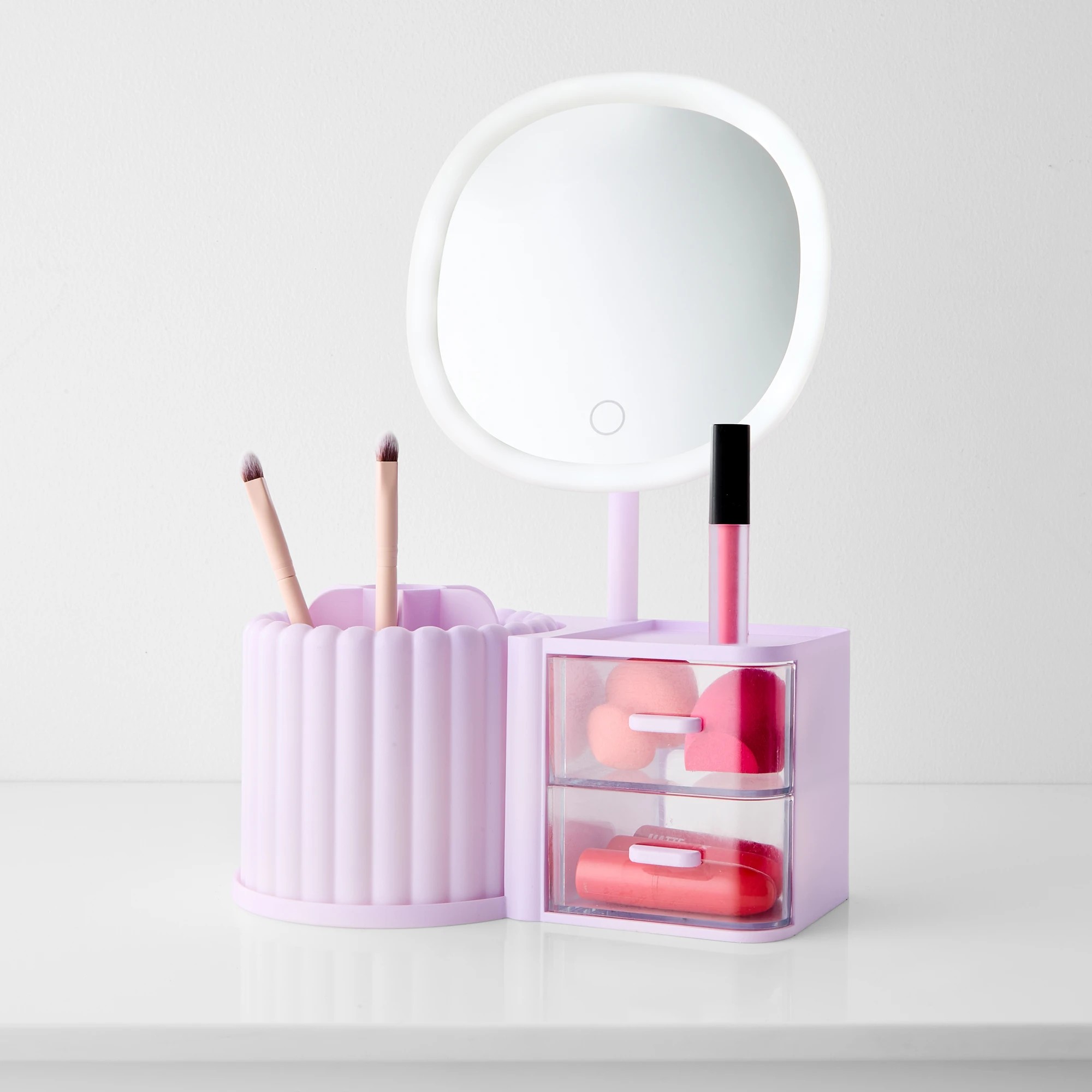 1 Cosmetic Organiser with Mirror - Lilac, 1 of 10