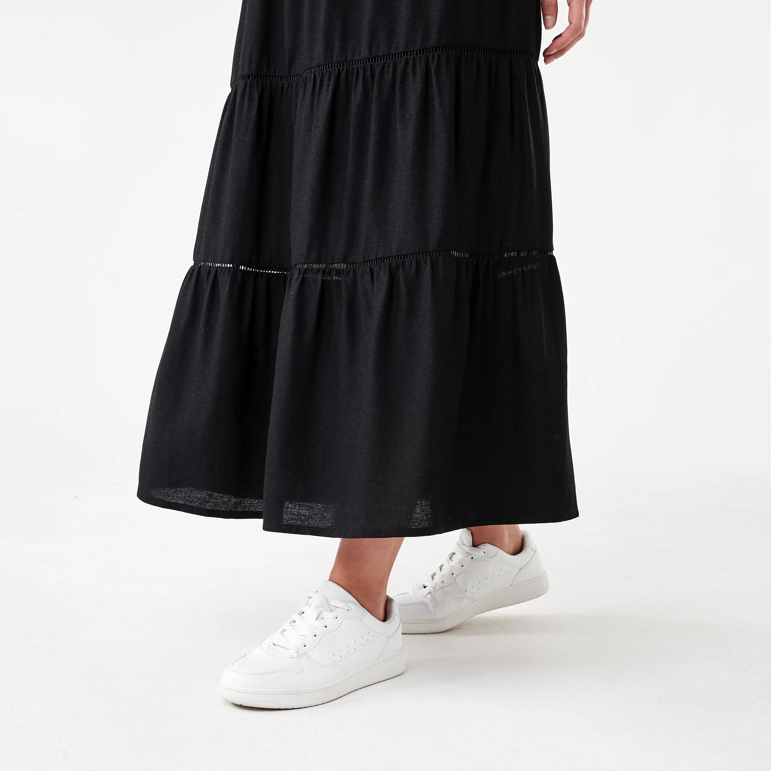 5 Tiered Trim Maxi Skirt Black, 5 of 5