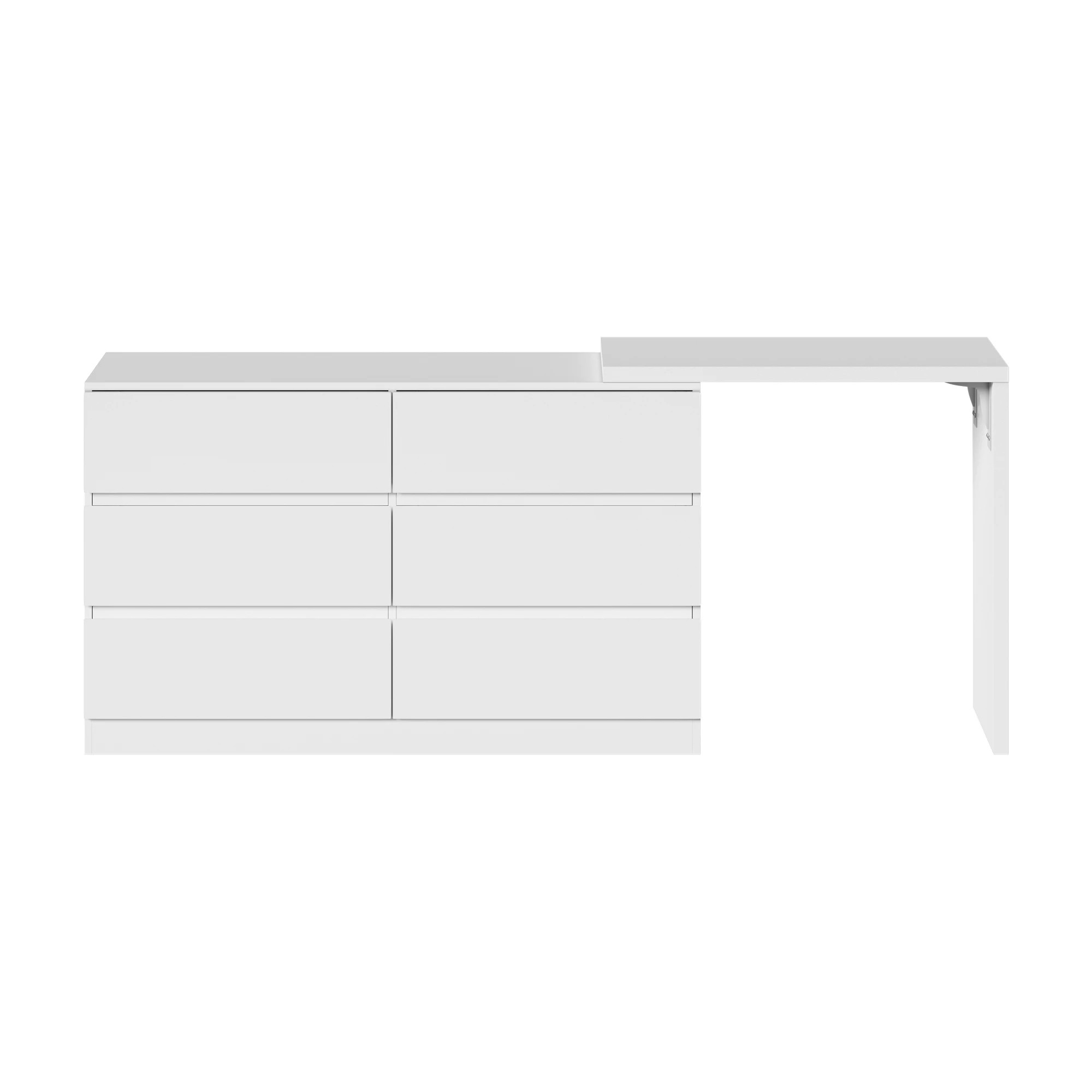 8 Oikiture 6 Chest Of Drawers Dresser With Side Table Storage
 - White, 8 of 9