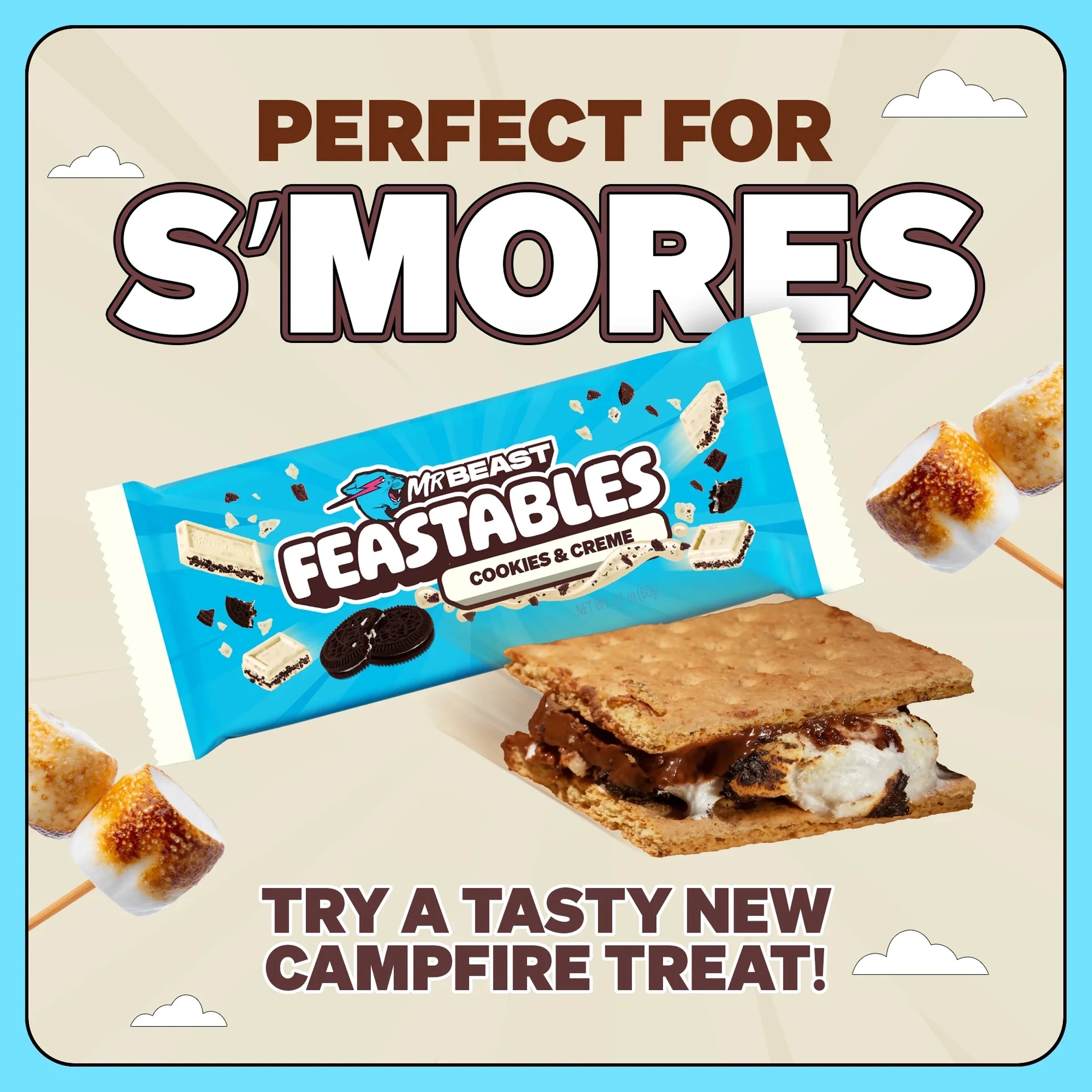 6 MrBeast Feastables Cookies & Creme Chocolate Bar 60g, 6 of 8