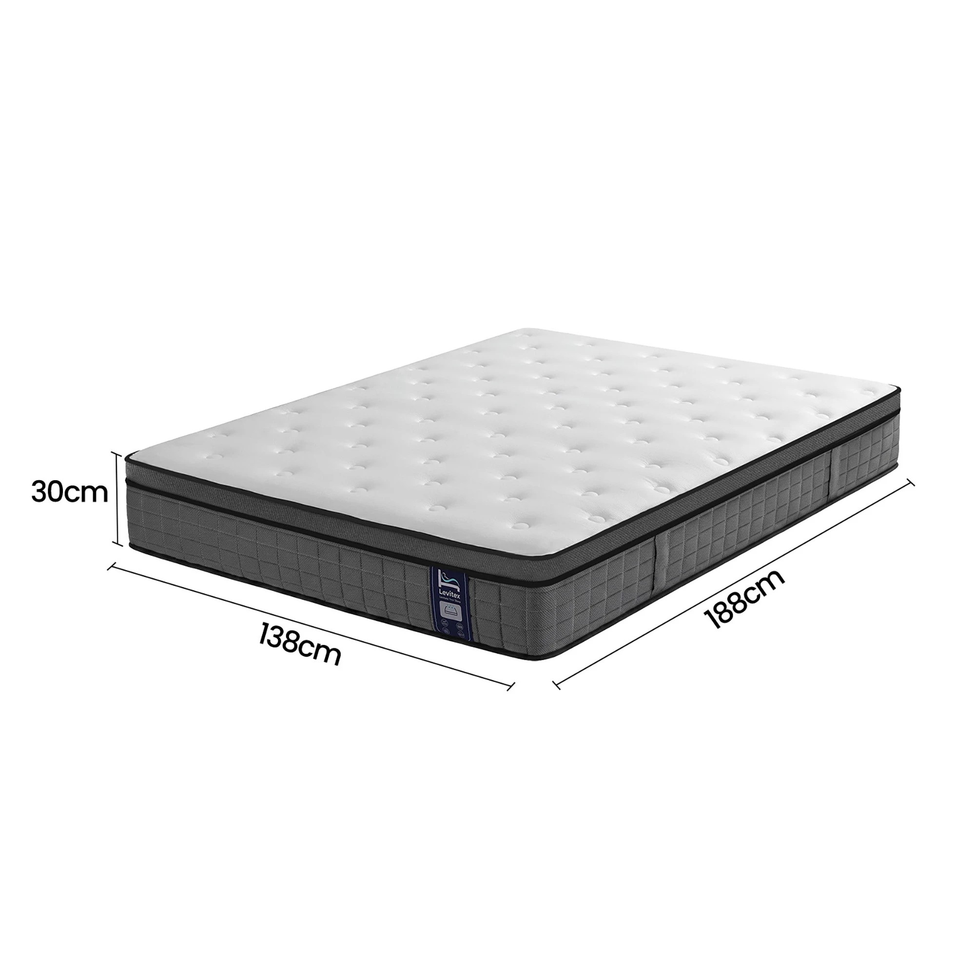 2 Levitex Mattress 5-Zone Pocket Spring Extra Edge Support 30CM - Double Bed - Multi, 2 of 10