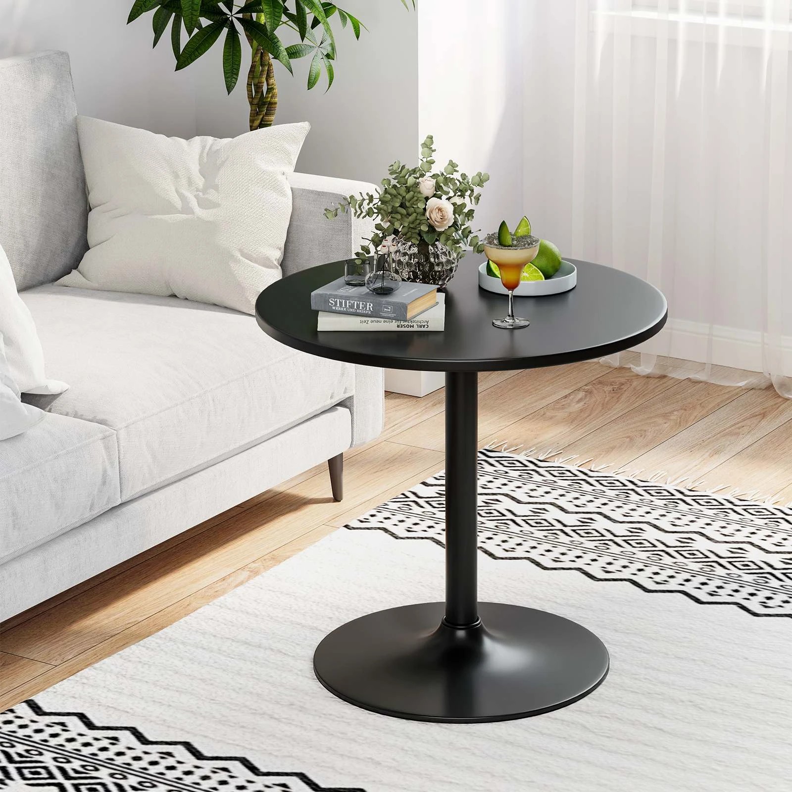 2 Costway 60cm High Bar Table Round Coffee Side Table Pub Dining Table, 2 of 3