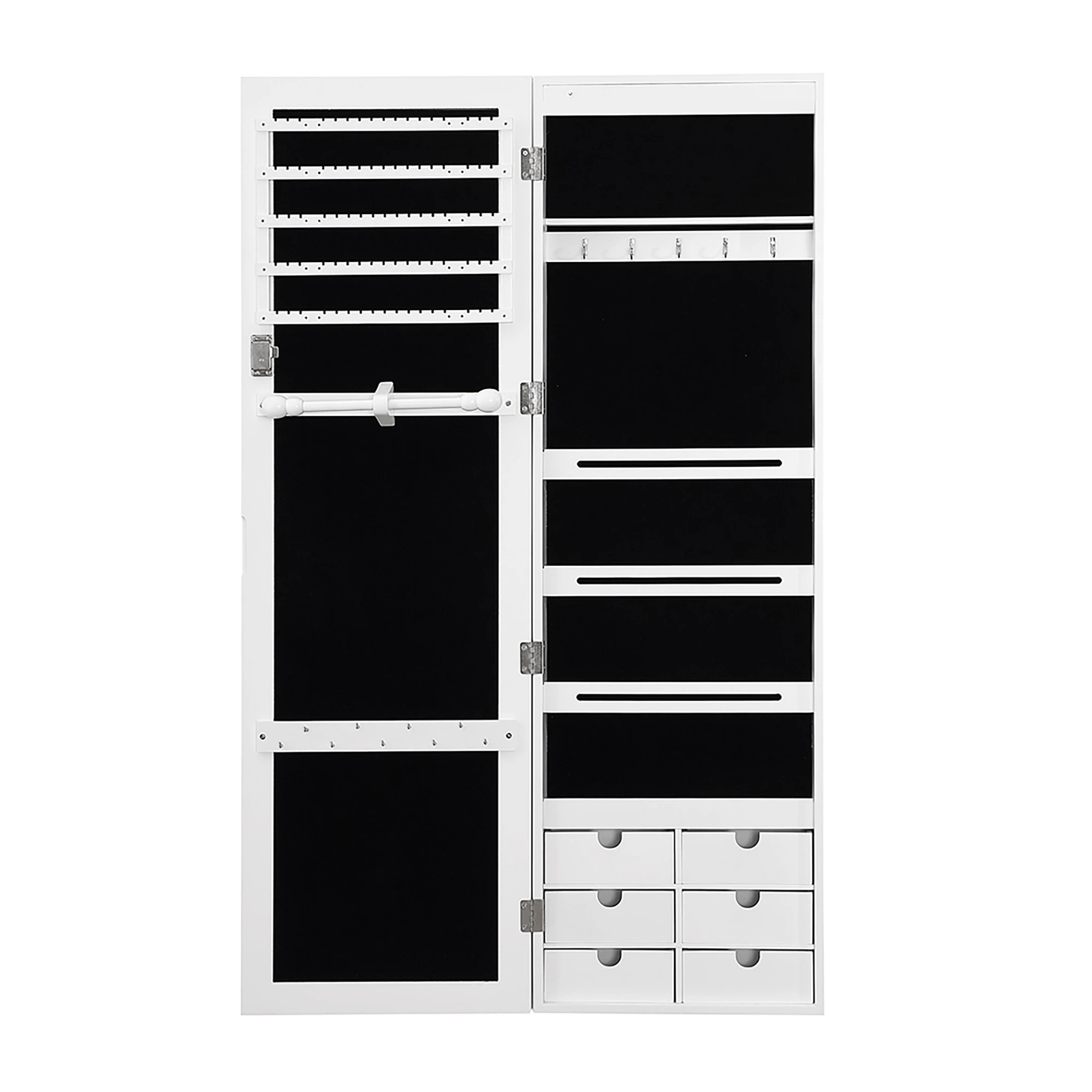 4 Levede Mirror Jewellery Cabinet Led - White, 4 of 6