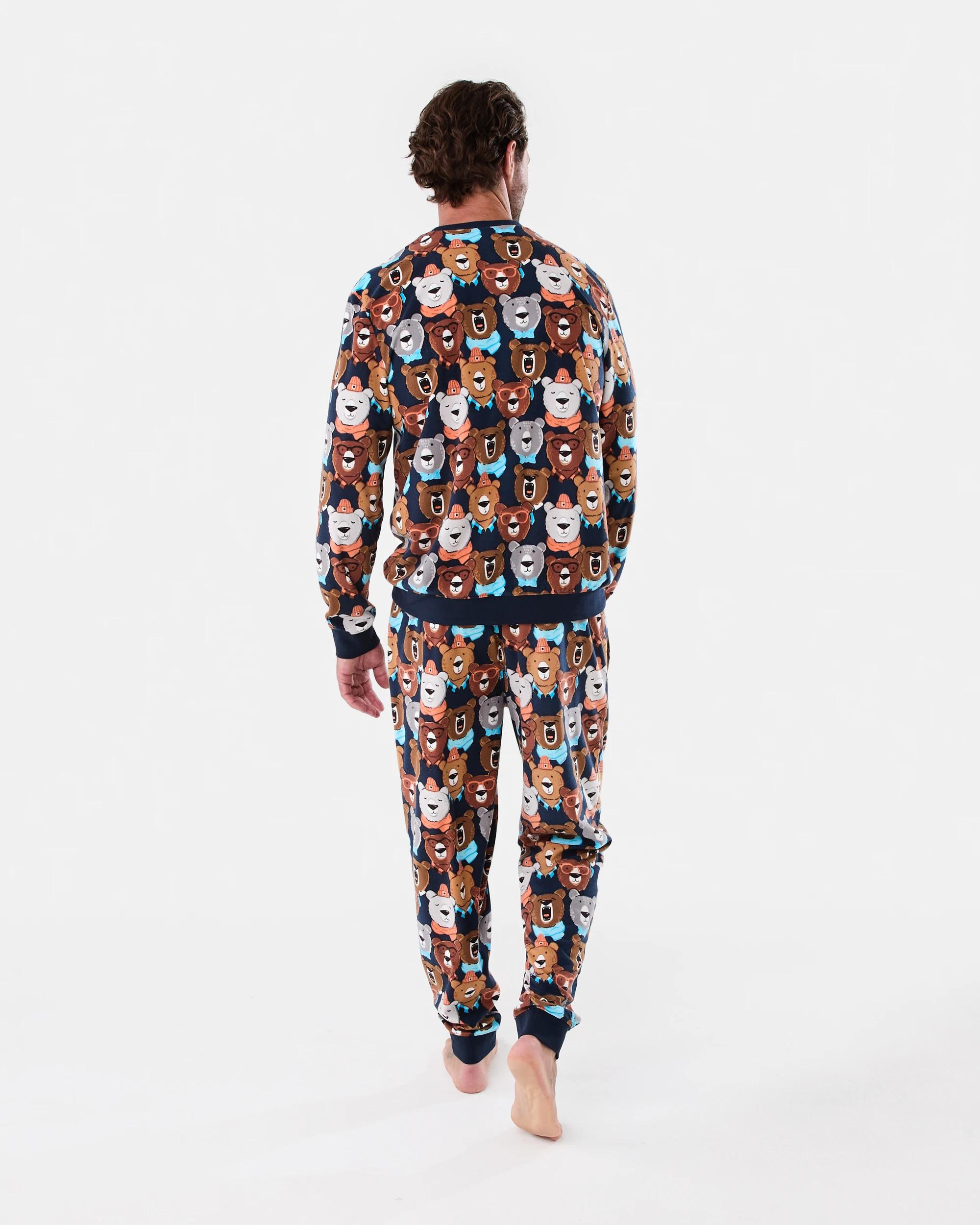 3 Long Sleeve Matching Jogger Pyjama Set Nvy Bears, 3 of 7