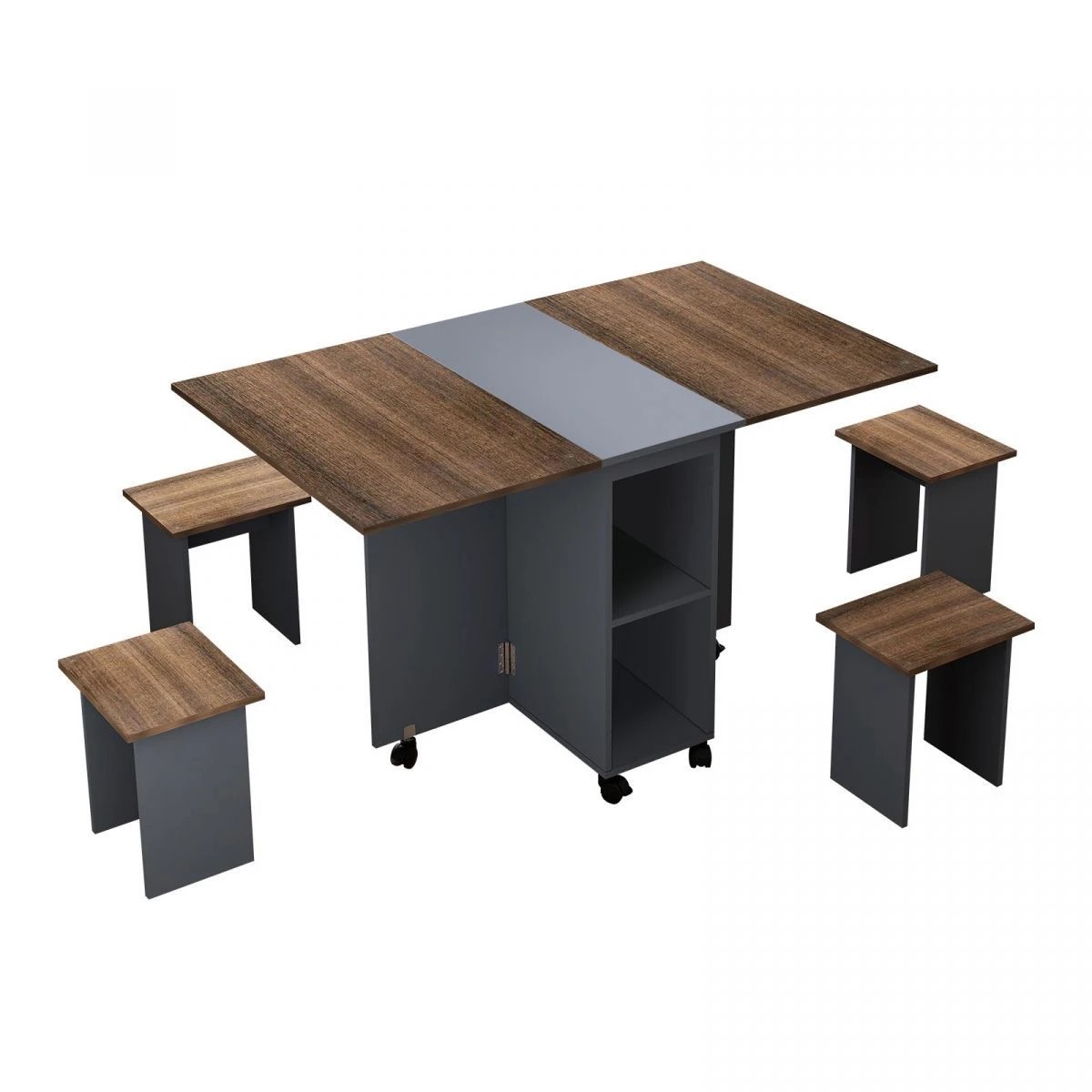 1 LUXSUITE Folding Dining Table Set 4 Chairs Extendable, 1 of 6