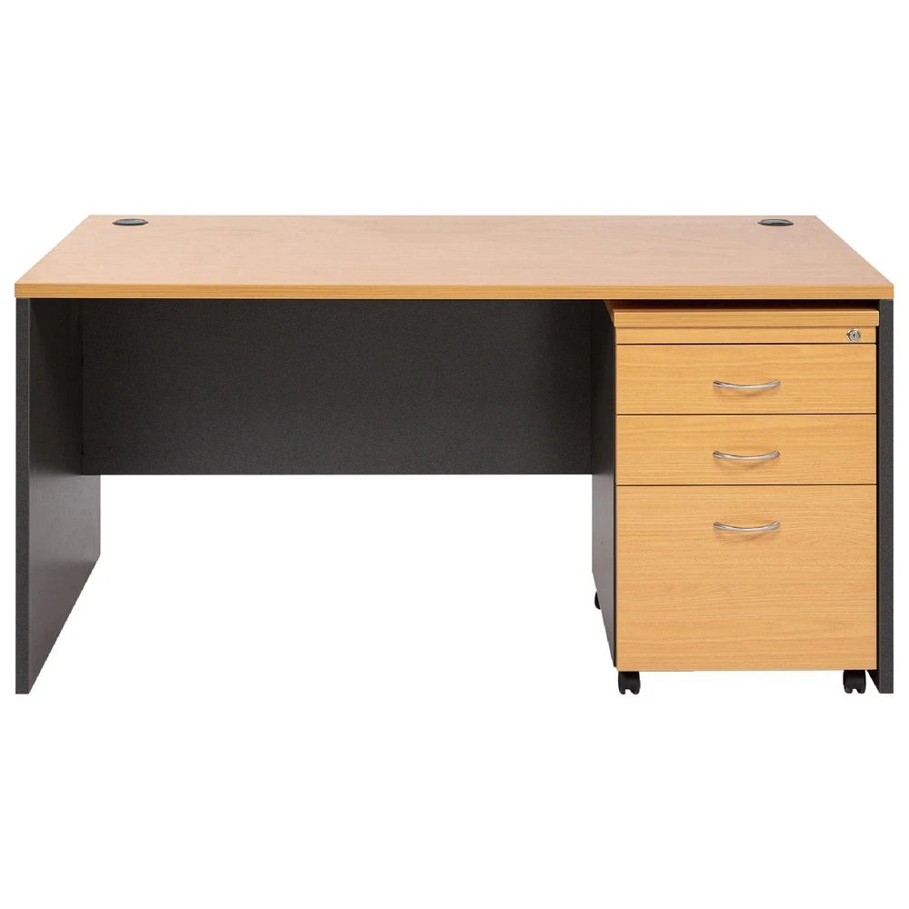 3 Velocity Desk 1500mm Golden Beech and Ironstone Grey Desks, Tables and Workstations, 3 of 6