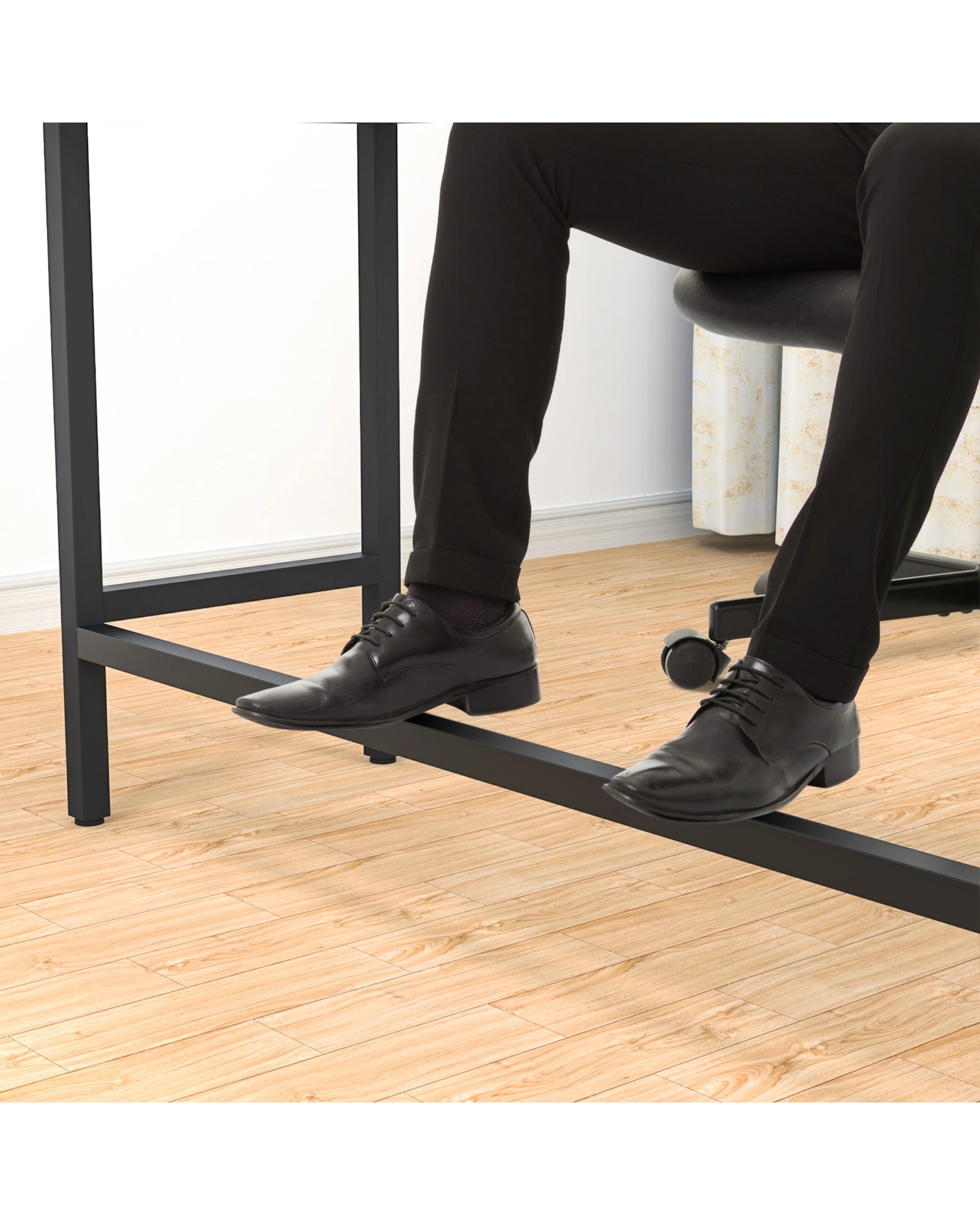 6 Advwin L Shaped Corner Desk With Laptop Stand Workstation, 6 of 8