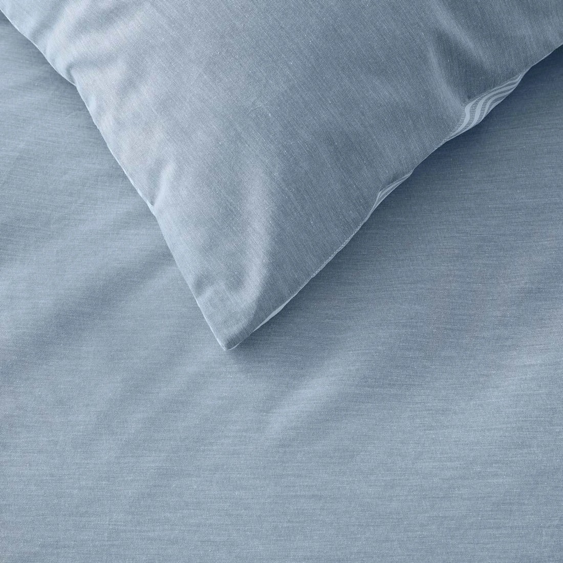 4 Chambray Cotton Rich Reversible Quilt Cover Set - King Bed, Blue, 4 of 7