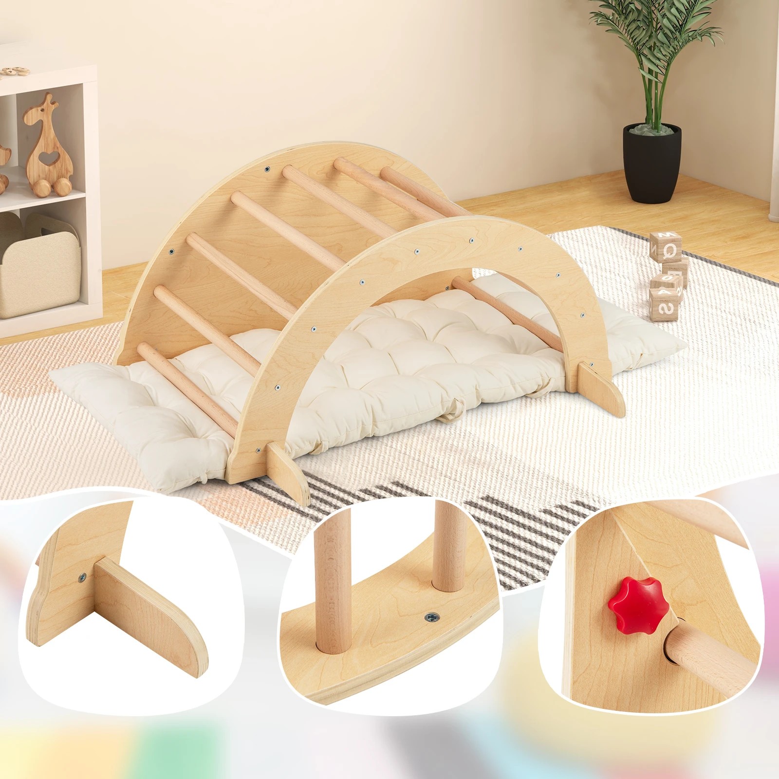 4 Costway Climb Playset 6 in 1 Climbing Arch Frame w/Cushion, 4 of 5