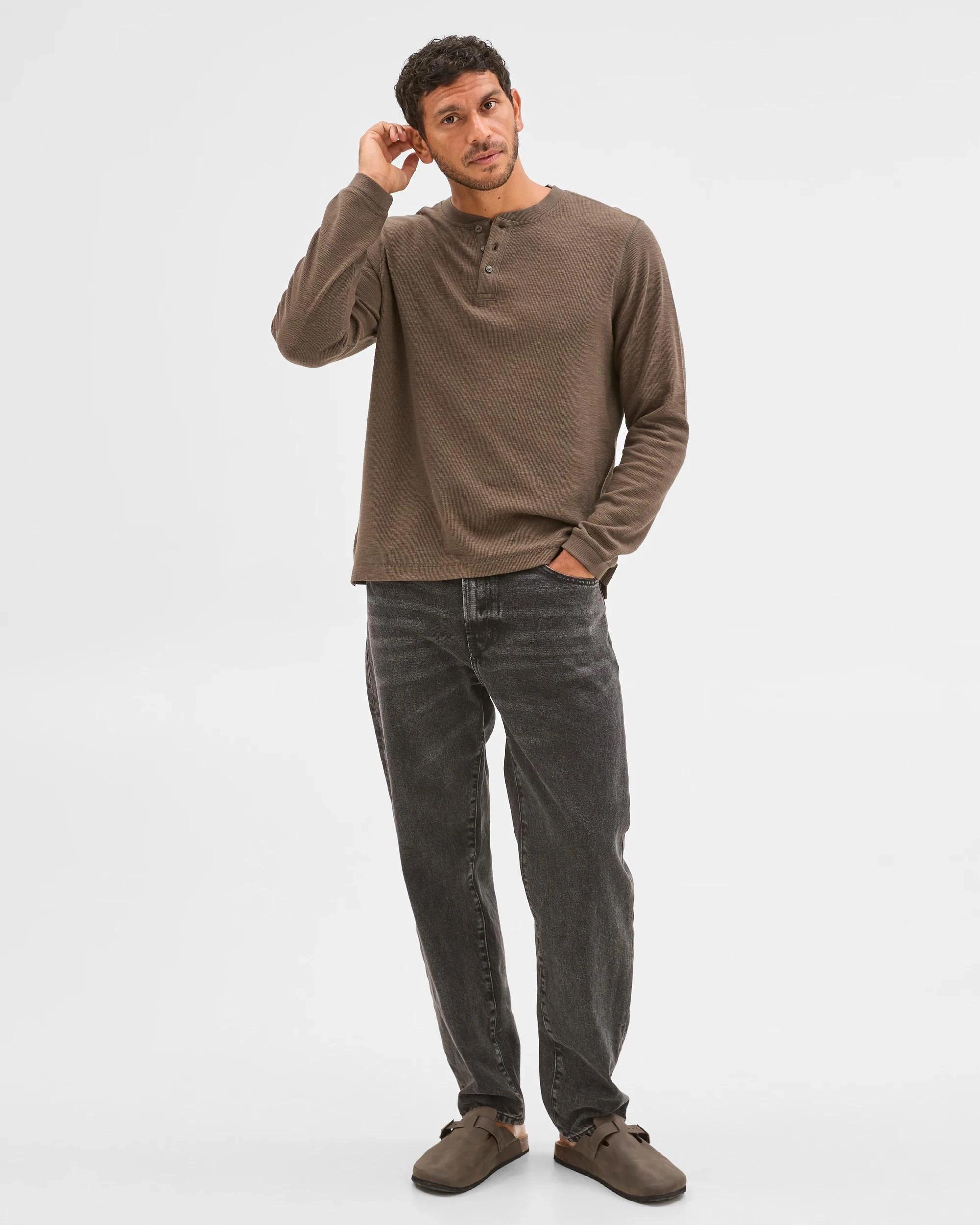 2 Target Australian Cotton Waffle Henley T-Shirt DARK OLIVE MARLE, 2 of 7