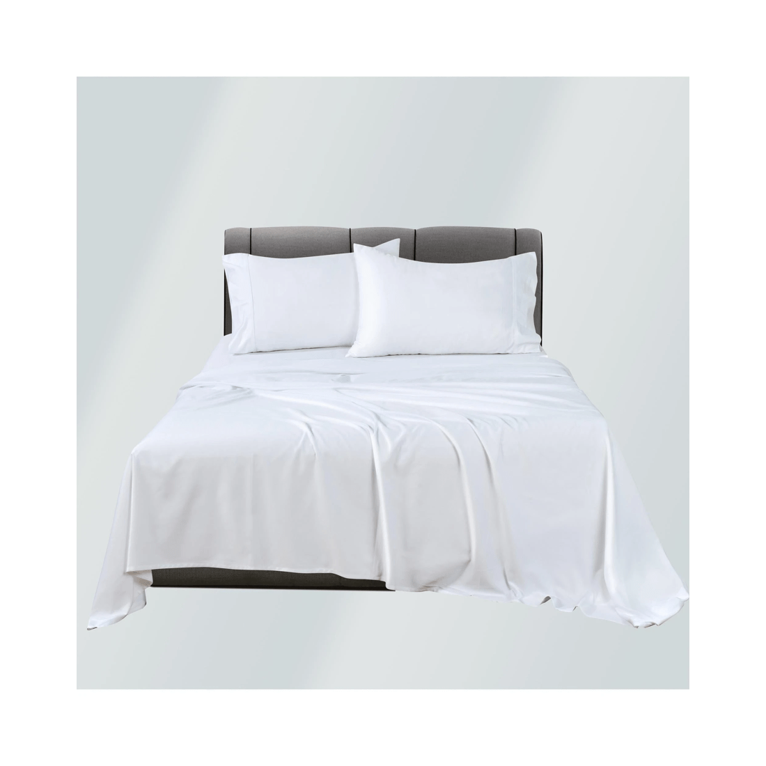 2 Bianca Bedding Rosebank 500TC Bamboo/Cotton Sateen King Sheet Set - Extra Long &amp; Wide Flat - White - White, 2 of 10