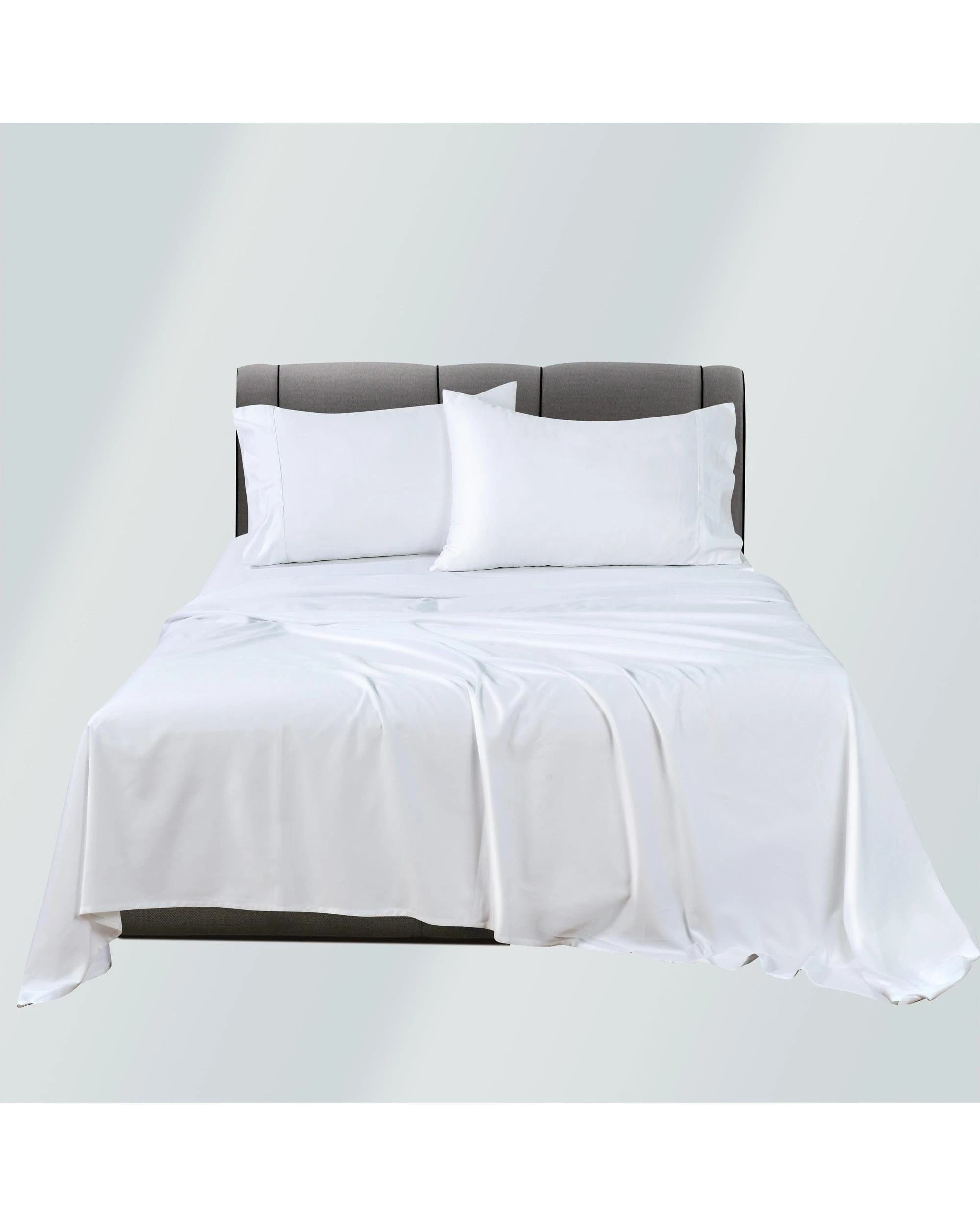 2 Bianca Bedding Rosebank Extra Long Extra Wide Flat 500 Tc Bamboo Cotton Sheet Set - White - Split King, 2 of 10