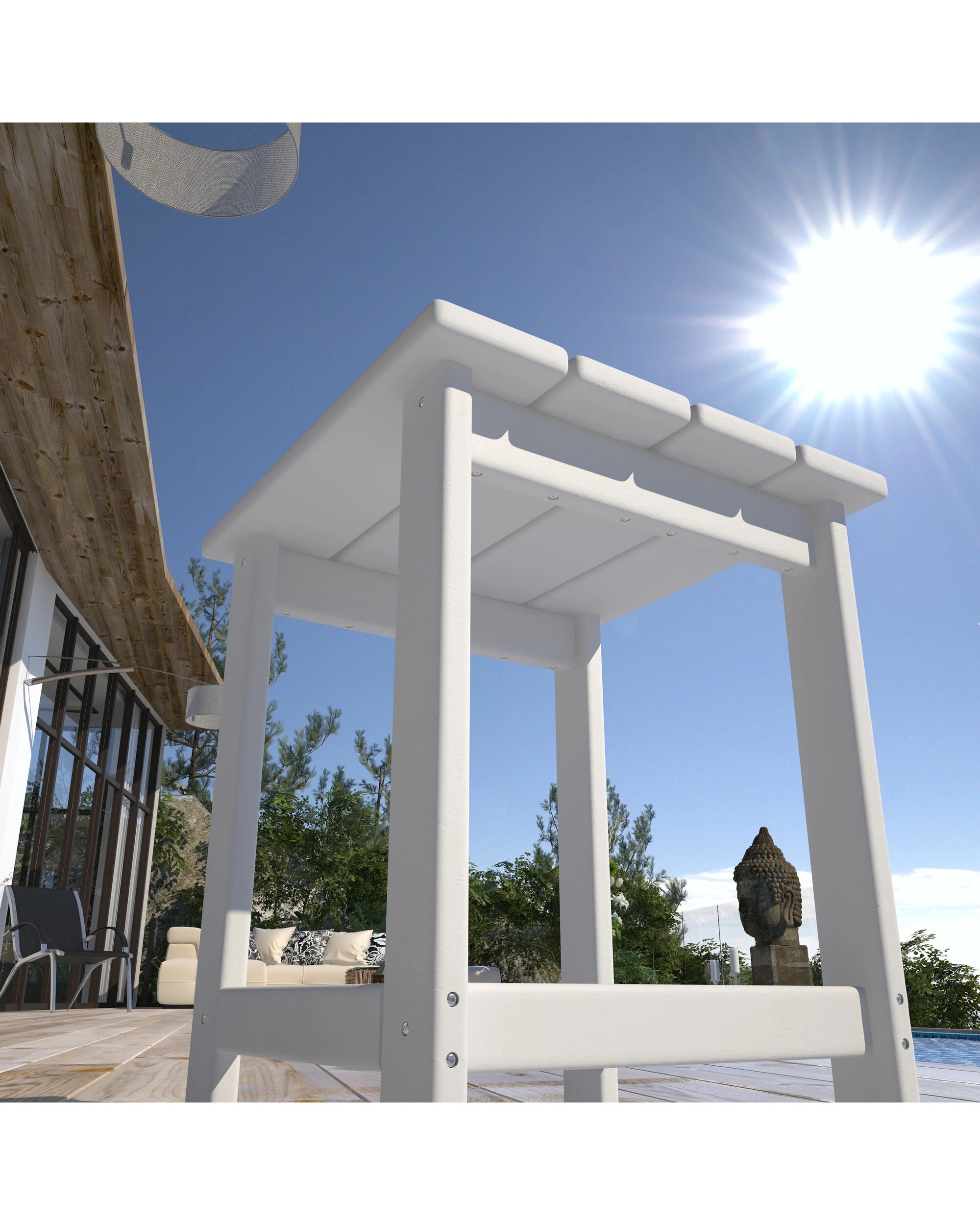 4 EHOMMATE Outdoor HDPE Square Side Table - White - White, 4 of 8