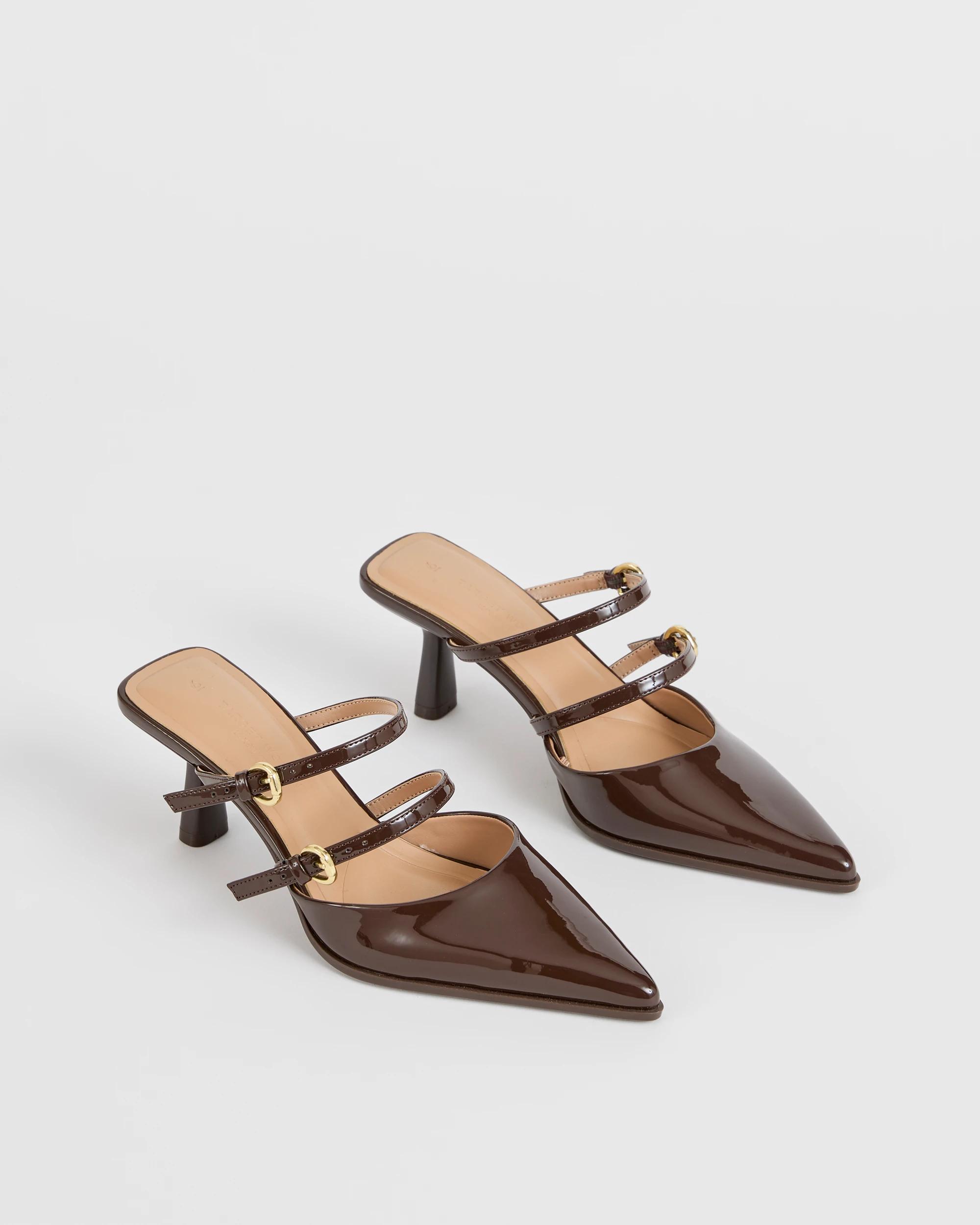 2 Target Woman Double Strap High Heel - Nora CHOCOLATE PATENT, 2 of 3