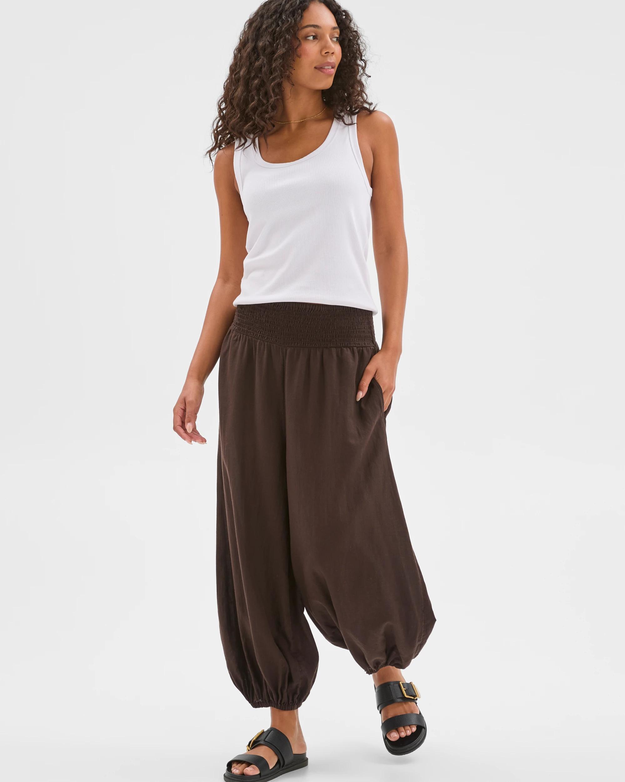 2 Target Woman Resort Australian Cotton Blend Soft Harem Pants COCOA, 2 of 7