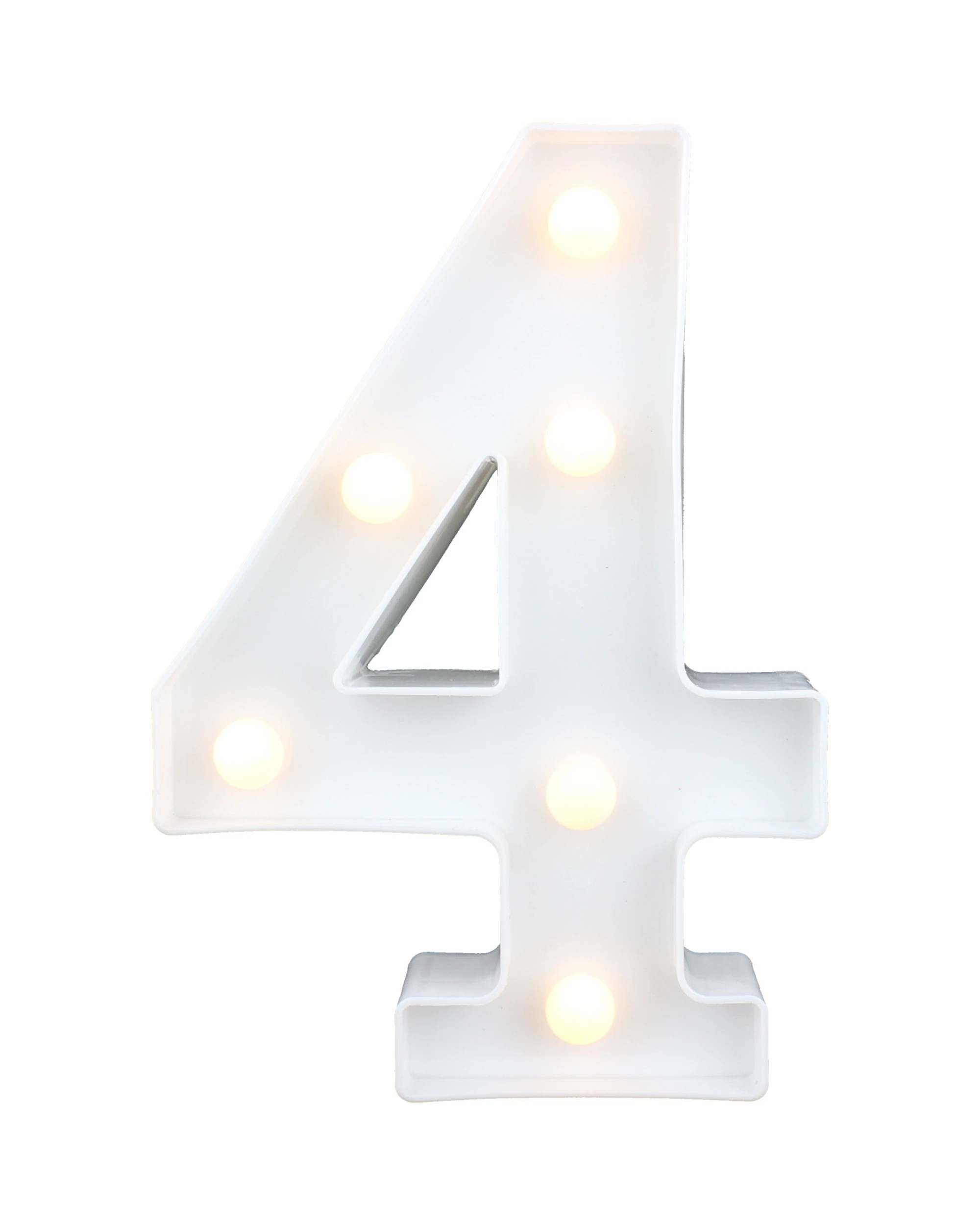 1 Partyrama LED Light Up Number 4 White, 1 of 3