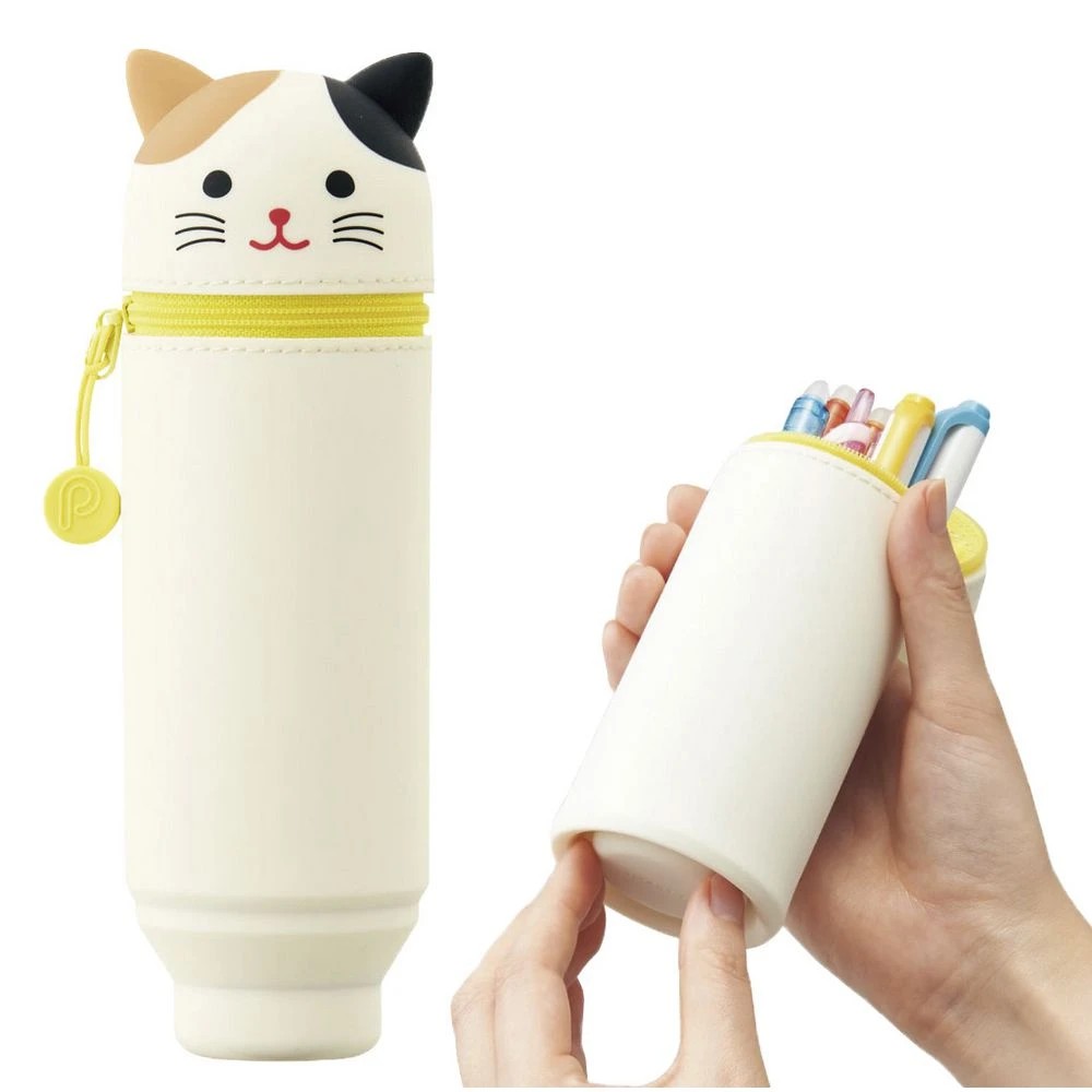 4 PuniLabo Single Zip Stand Up Silicone Pencil Case Calico Cat, 4 of 4