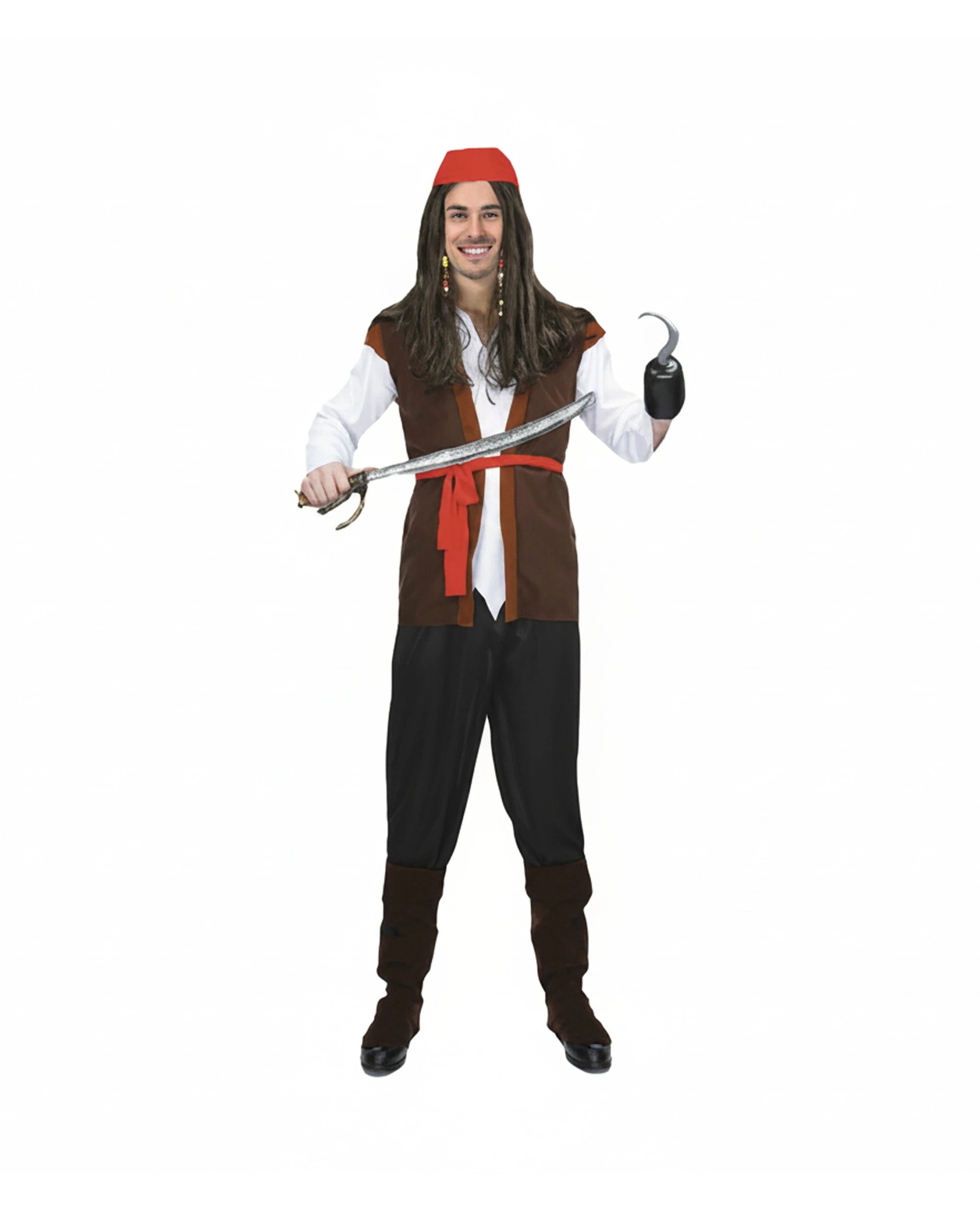 1 JD Party Adult Pirate Costume Complete Set One Size Fits Most - Brown, 1 of 1