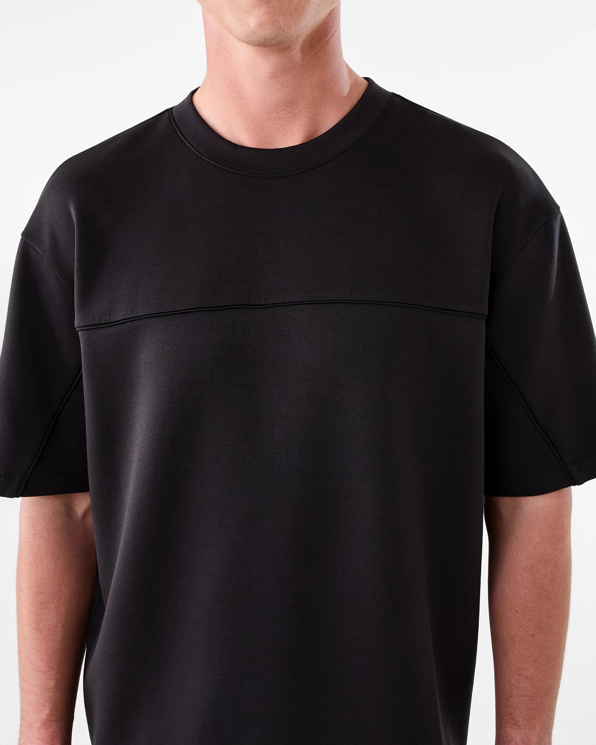 6 Active Mens Oversized Piping Scuba T-shirt Black, 6 of 6