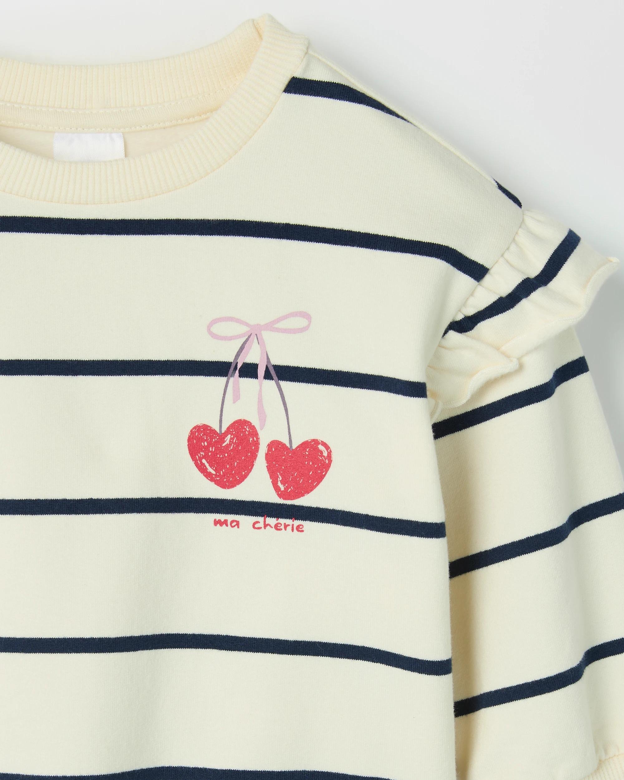 2 Target Baby Baby Fleece Top & Rib Pants Set CHERRY STRIPE, 2 of 3