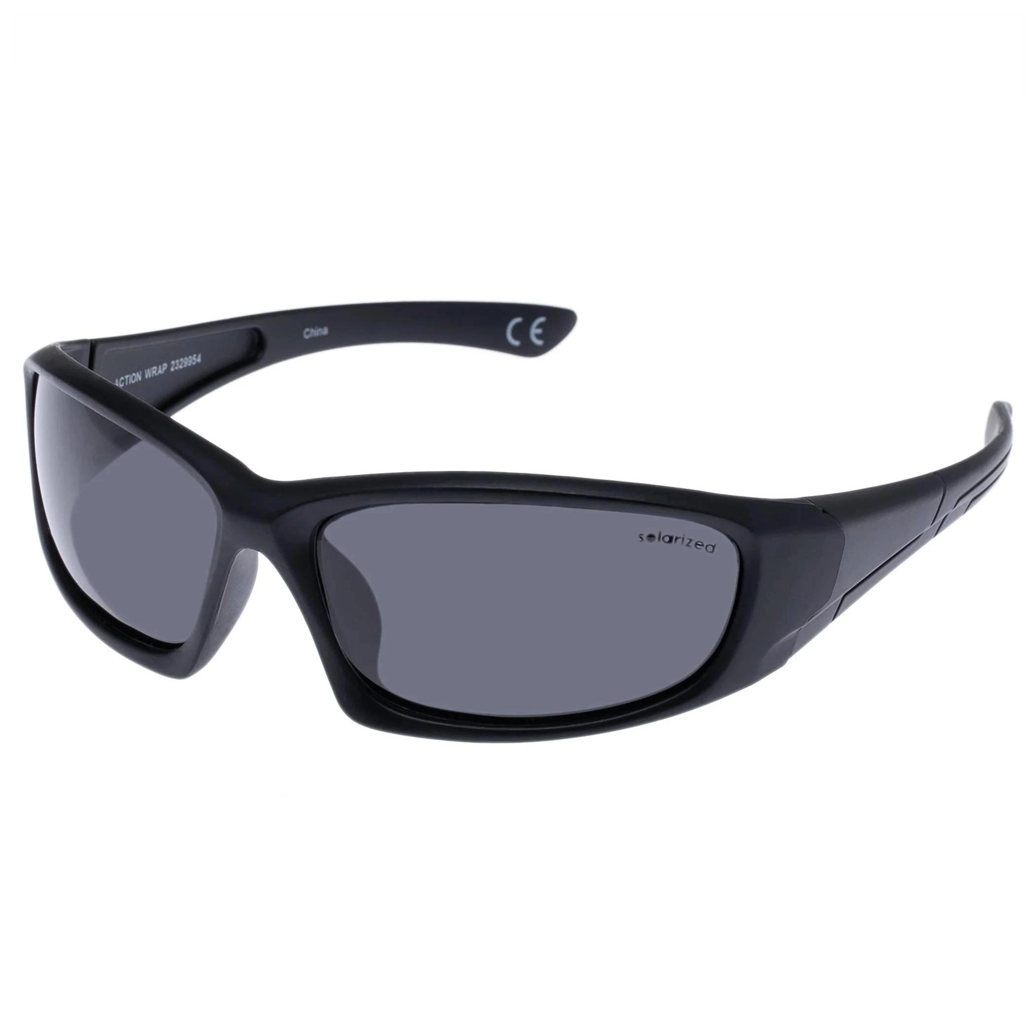 1 SOLARIZED® Mens Action Wrap Sunglasses BLACK, 1 of 2