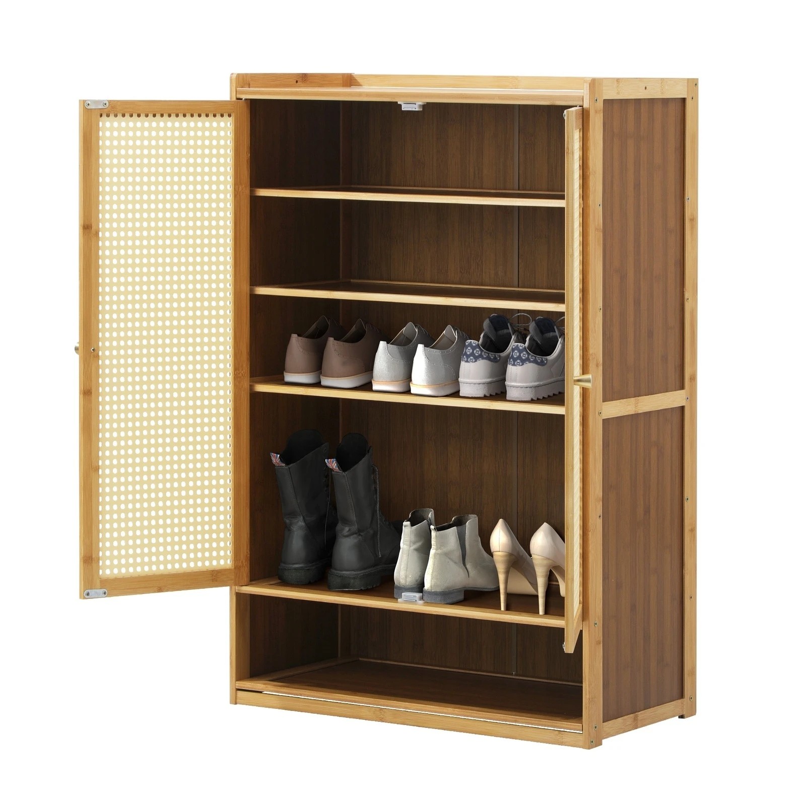 7 Oikiture Shoe Storage Cabinet Shoes Rack Organiser Shelf 2 Doors Rattan
 - Natural, 7 of 7