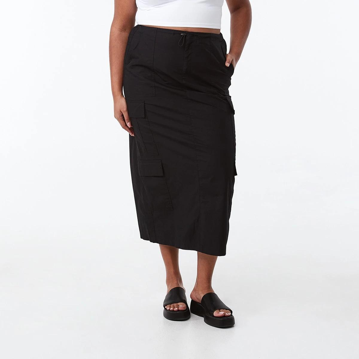 3 Parachute Midi Skirt Black, 3 of 8