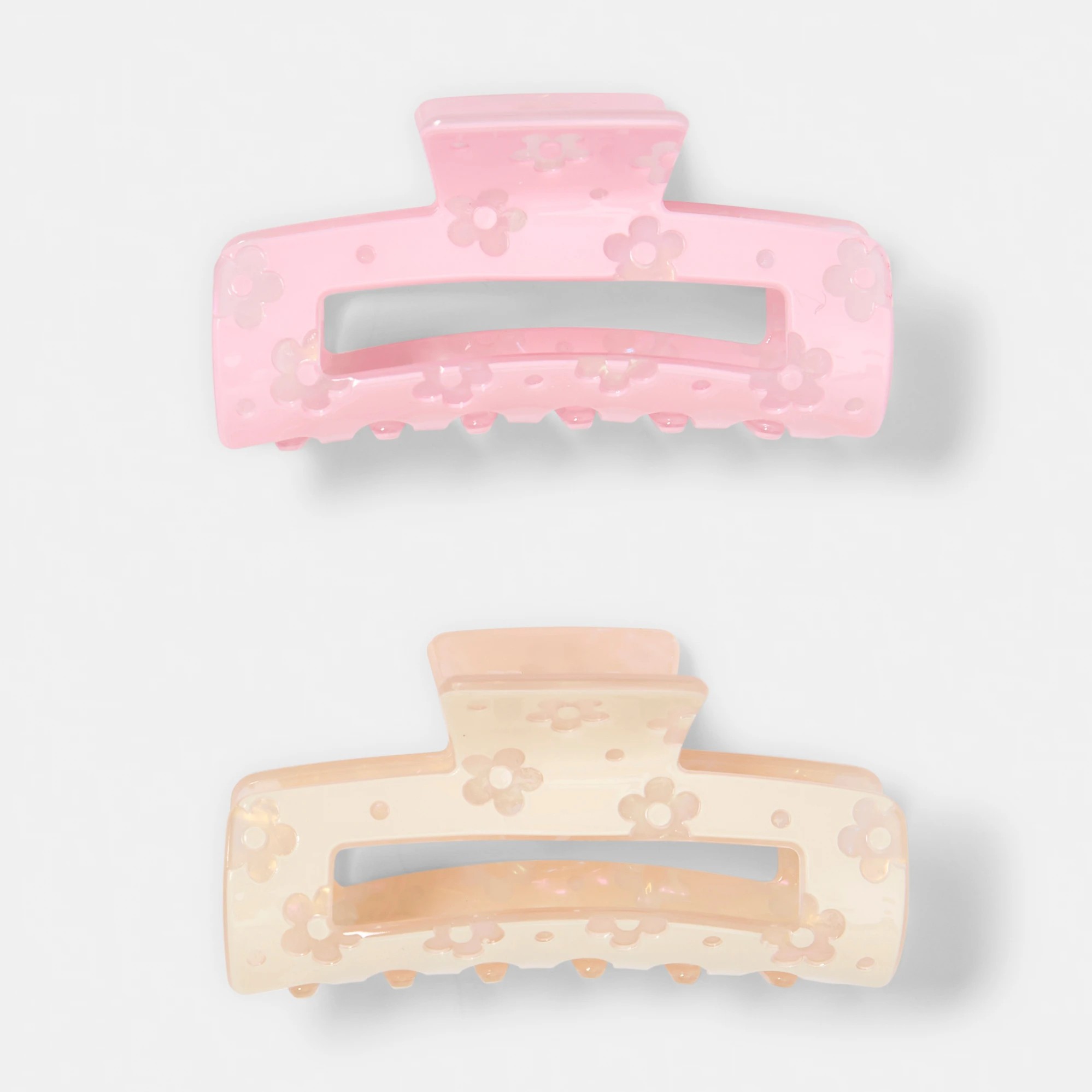 1 2 Pack Rectangle Flower Claw Hair Clips, 1 of 4