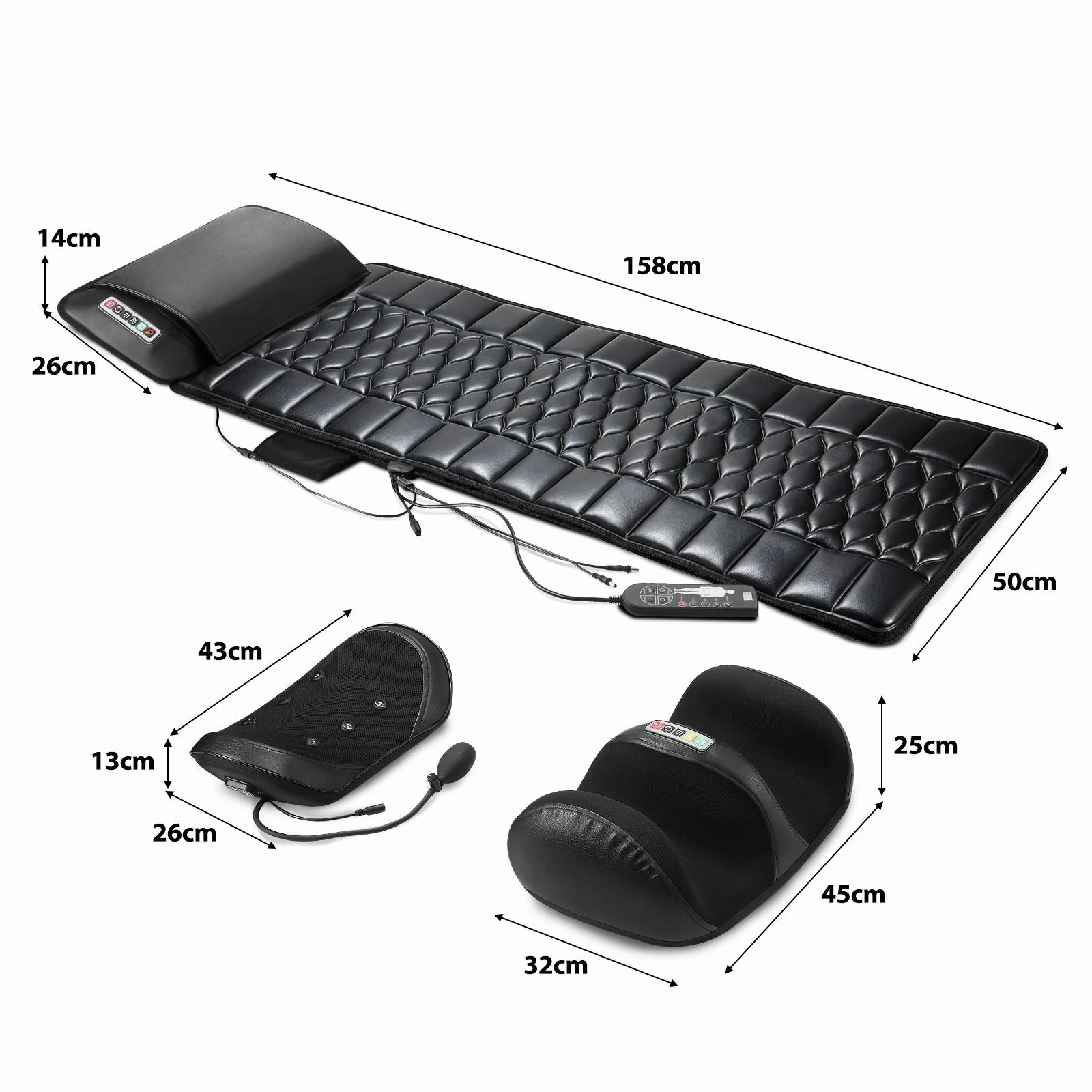 3 HOMASA Full Body Massage Mat Electric Heated Foot Back Massager Shiatsu Vibration Lumbar, 3 of 7