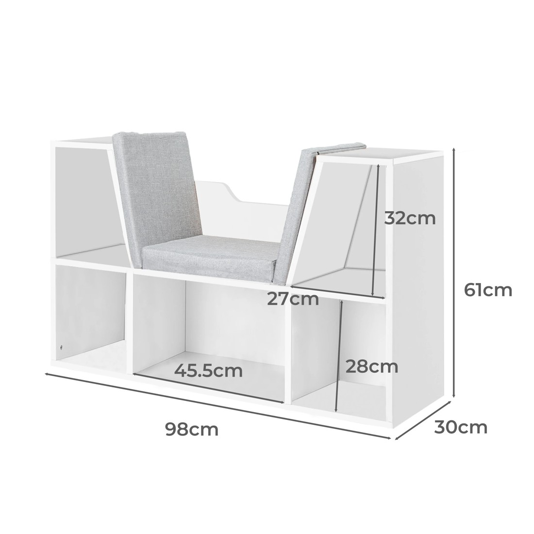 3 Levede Kids Bookshelf - White, 3 of 6