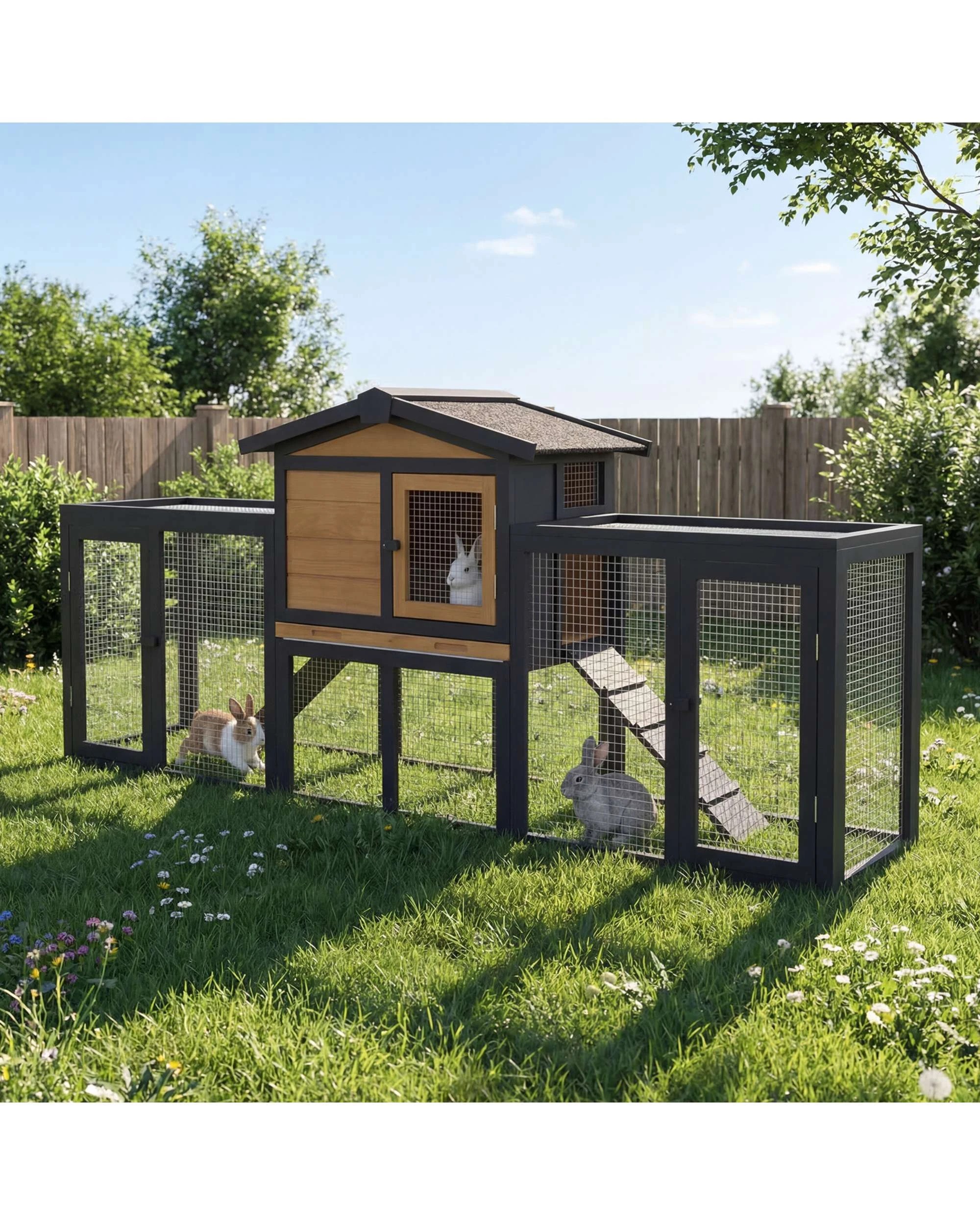 3 Advwin 203cm Wooden Rabbit Hutch + Pet Playpen Pet Fence, 3 of 9
