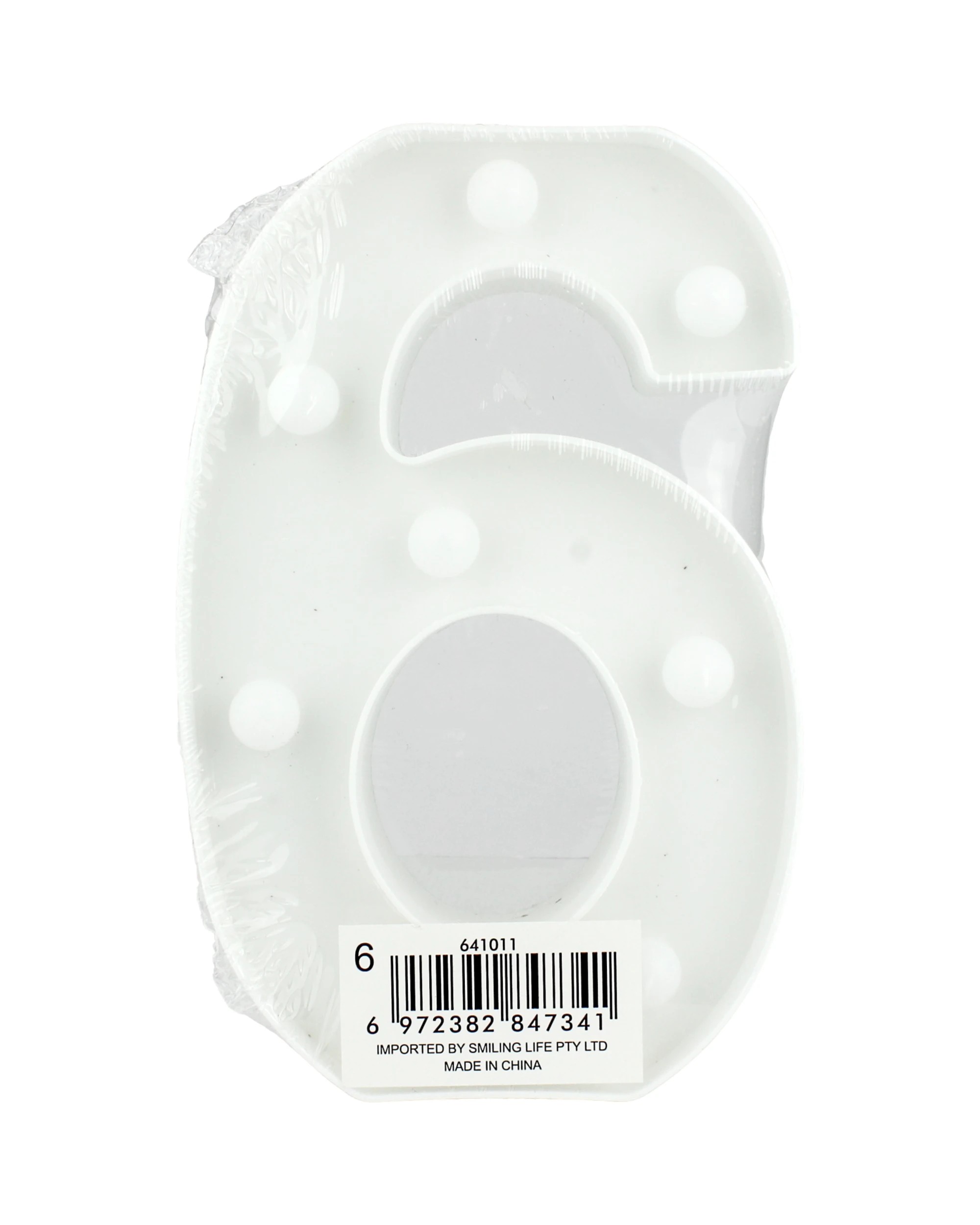 2 Partyrama LED Light Up Number 6 White, 2 of 3