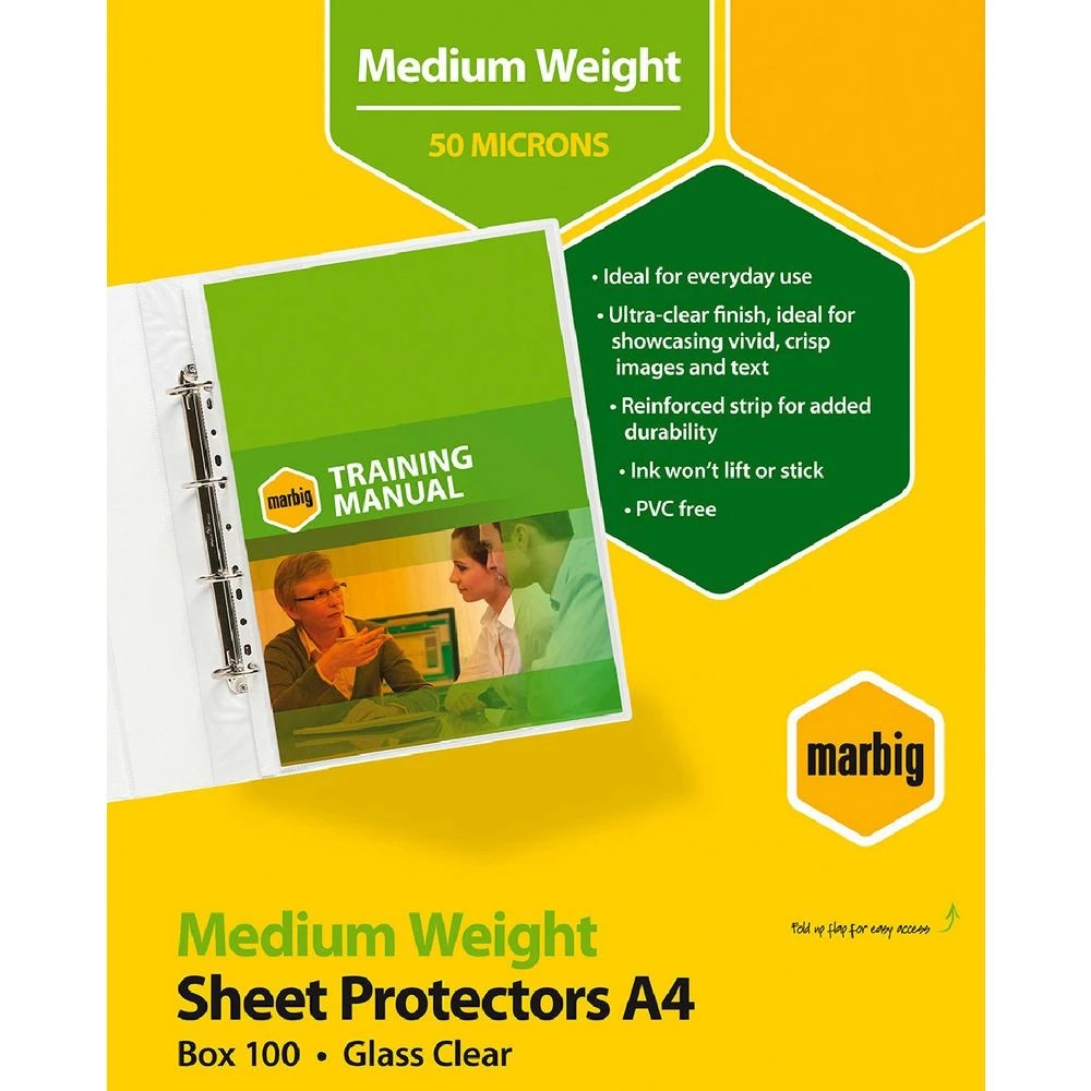 1 Marbig Sheet Protectors A4 Medium Weight 100 Pack, 1 of 1