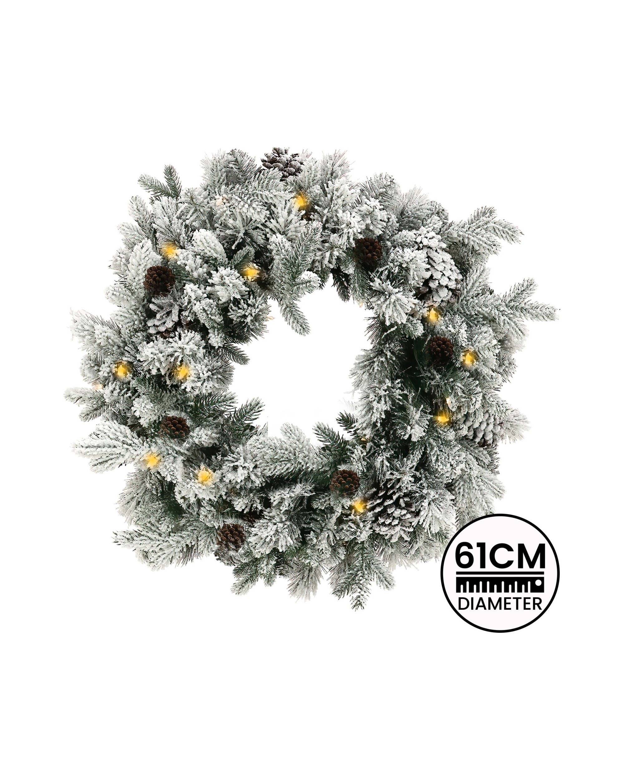 3 Christabelle 61cm Snowy Christmas Wreath with LED Lights Dorchester Pine Cones Front Door Decoration Ornament, 3 of 6