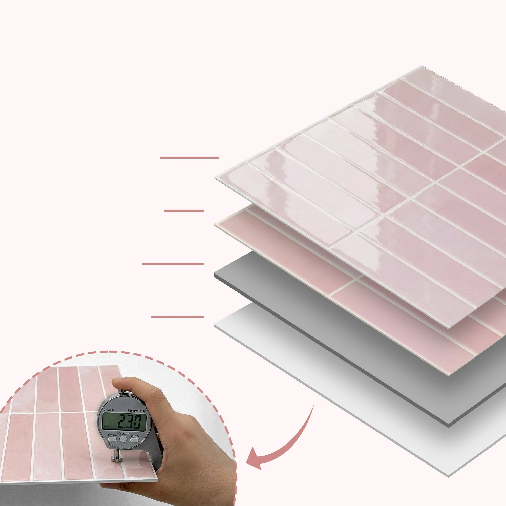 5 Artiss 3D Peel and Stick Wall Tiles Self Adhesive LinearGrid Backsplash 10 - Pink, 5 of 8