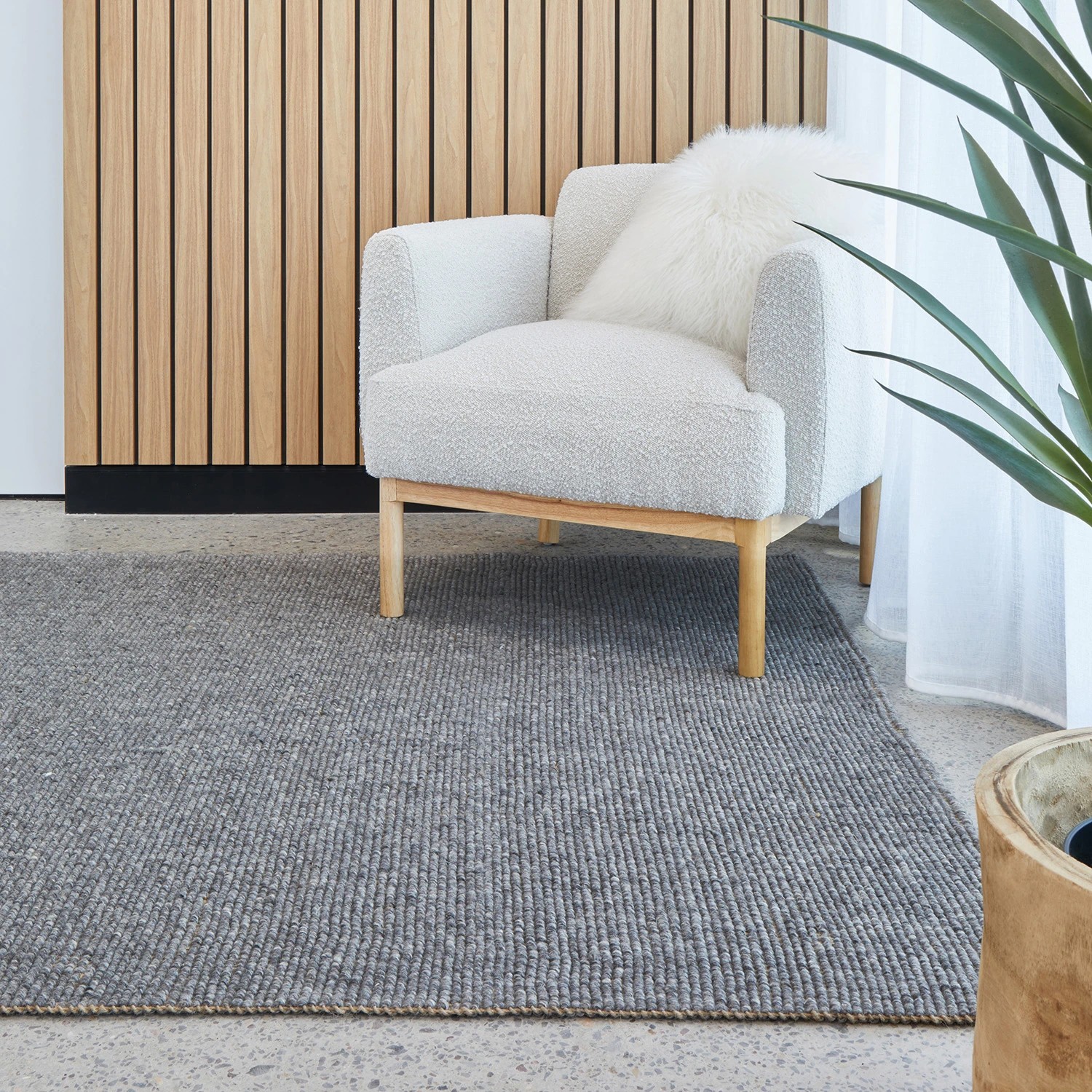 1 Common Ground Rugs Kingsley Ariel 225x155cm - Medium Hand Loomed Wool & Jute Floor Rug - Charcoal, 1 of 6
