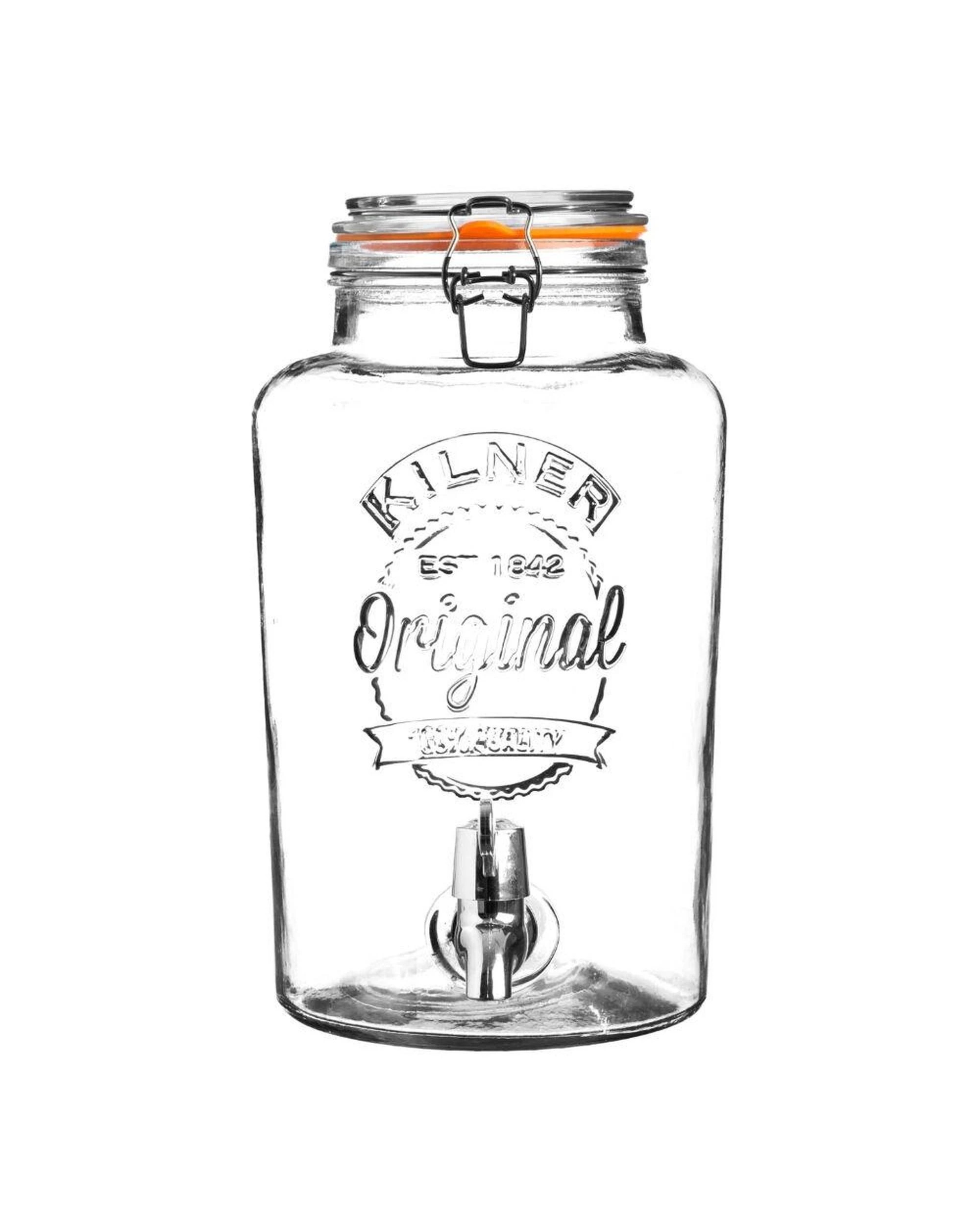 2 Kilner Round Clip Top Drink Dispenser with Stainless Steel Tap 5L  Set of 2 - Clear, 2 of 2