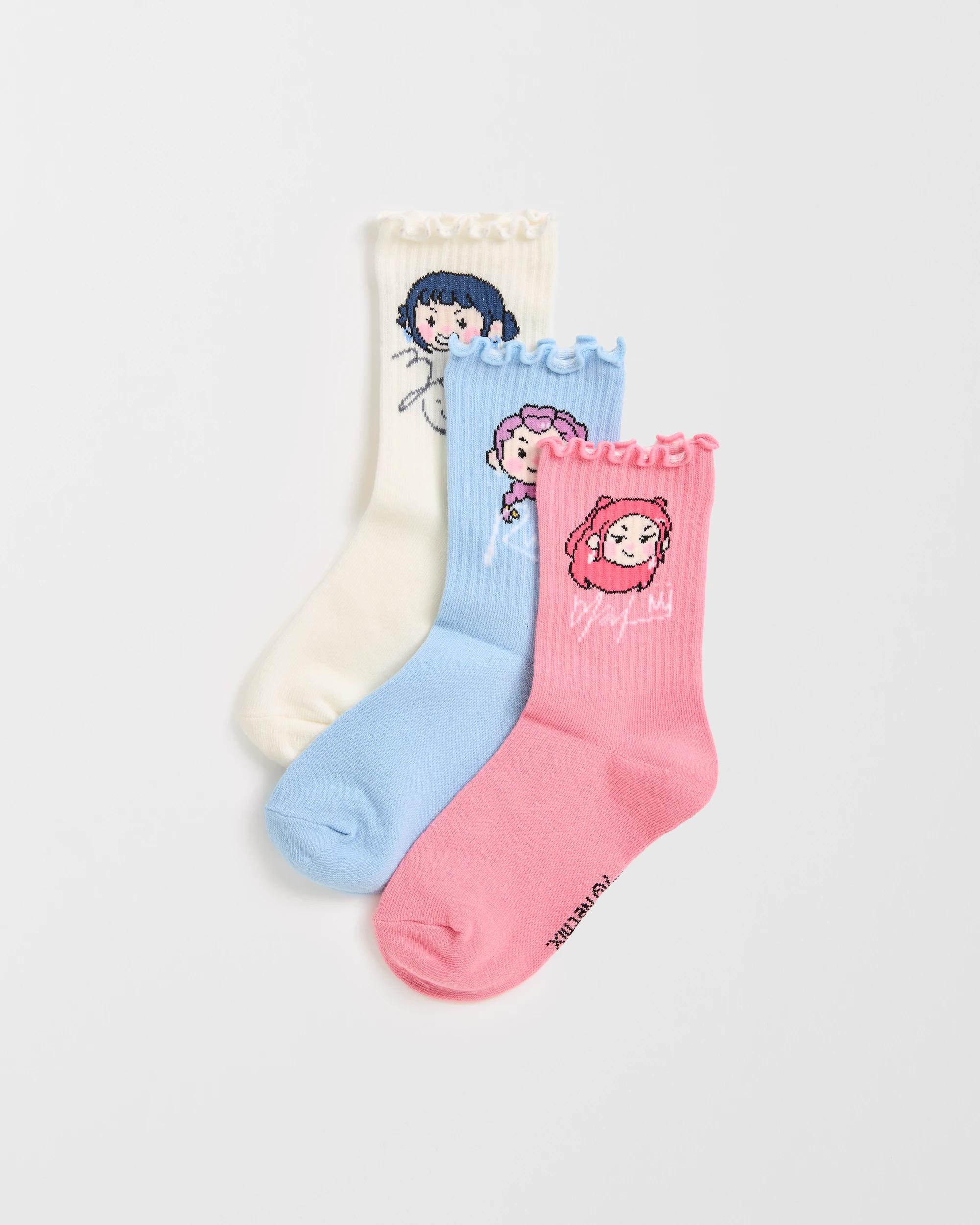 1 Licensed KPop Demon Hunters 3 Pack Quarter Crew Socks MULTI KPOP DEMON HUNTERS, 1 of 3