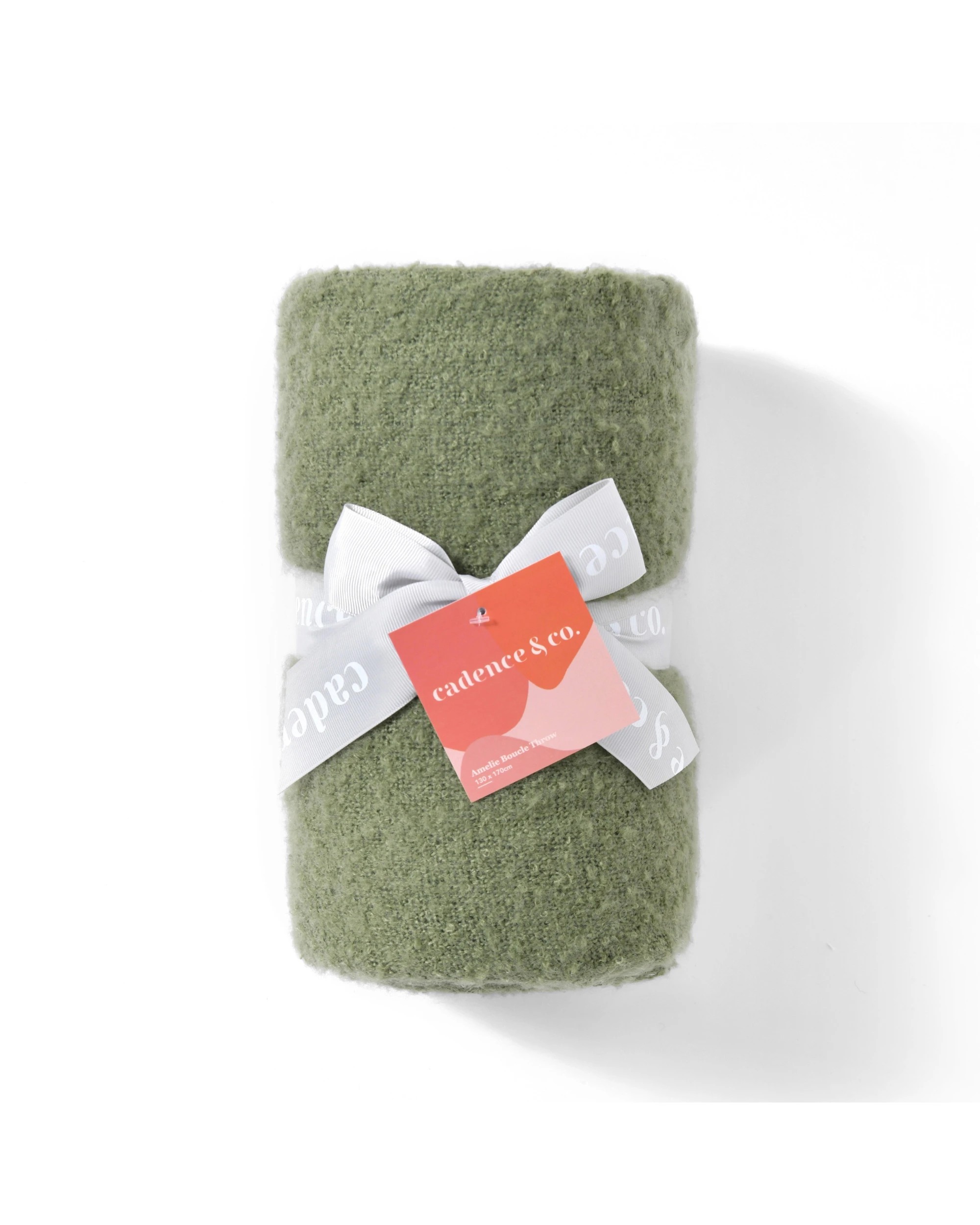 3 Cadence & Co. Amelie Super Soft Boucle Throw 130x170cm - Leaf Green, 3 of 4