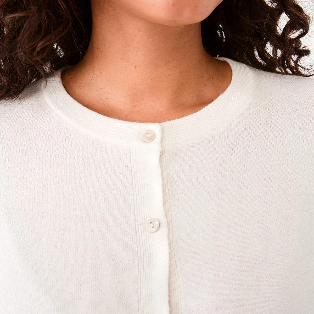 7 Lightweight Crew Neck Cardigan WHITE, 7 of 7